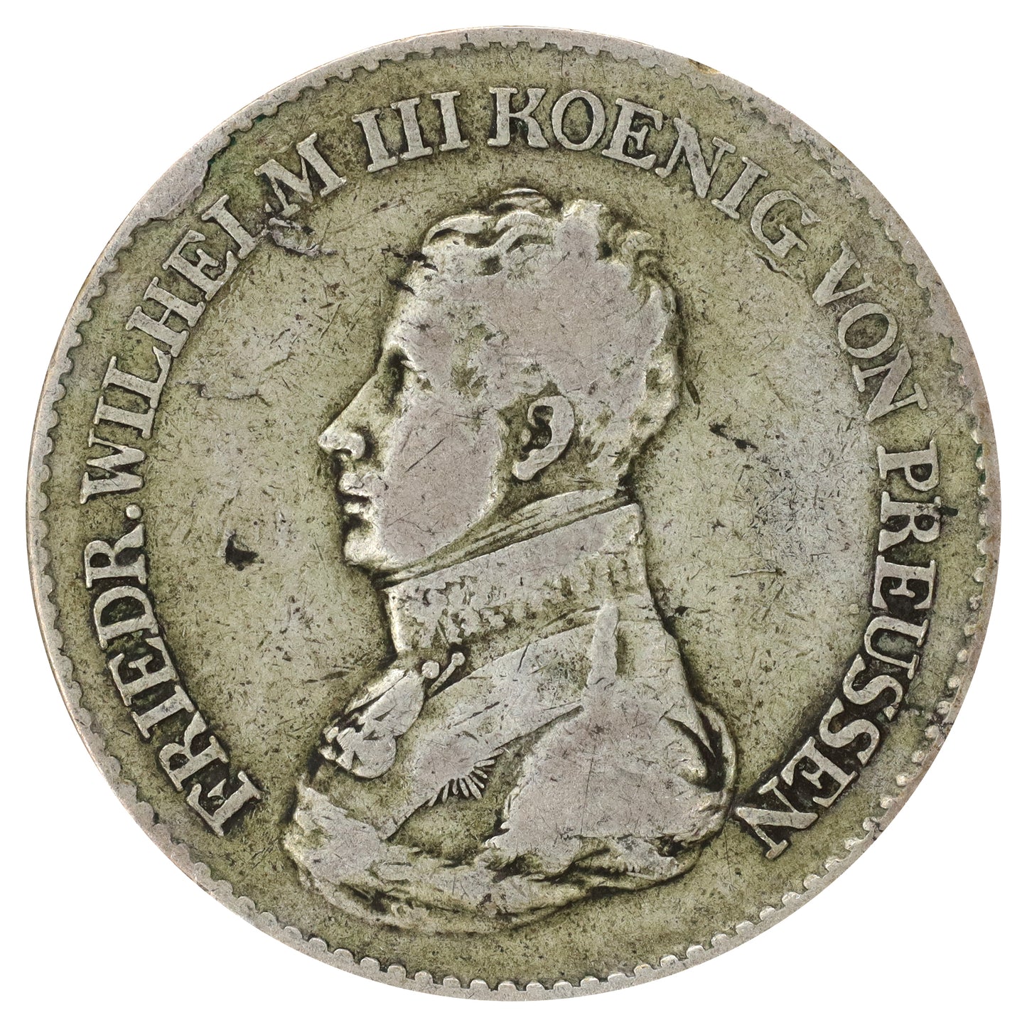 German States 1818 Prussia Frederick William III 1 Thaler Fine (F12) scratched