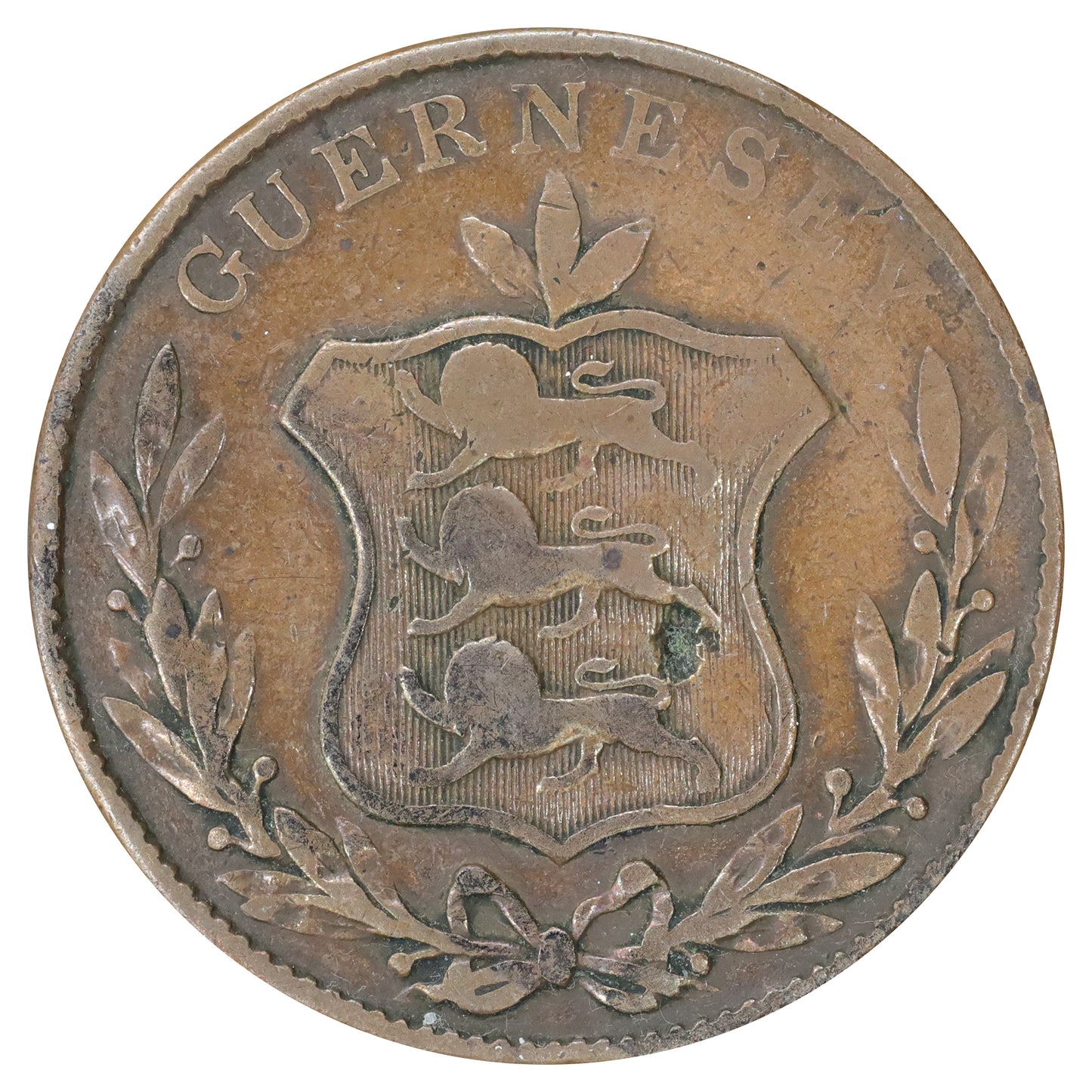 Guernsey 1834 William IV 8 Doubles F-VF (F12) DOD