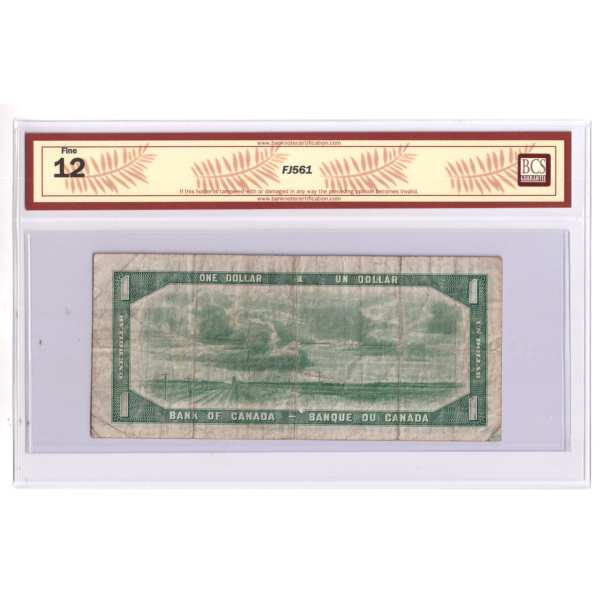 BC-29a 1954 Canada $1 Coyne-Towers, Devil's Face, B/A, BCS Certified F12 (DOP)