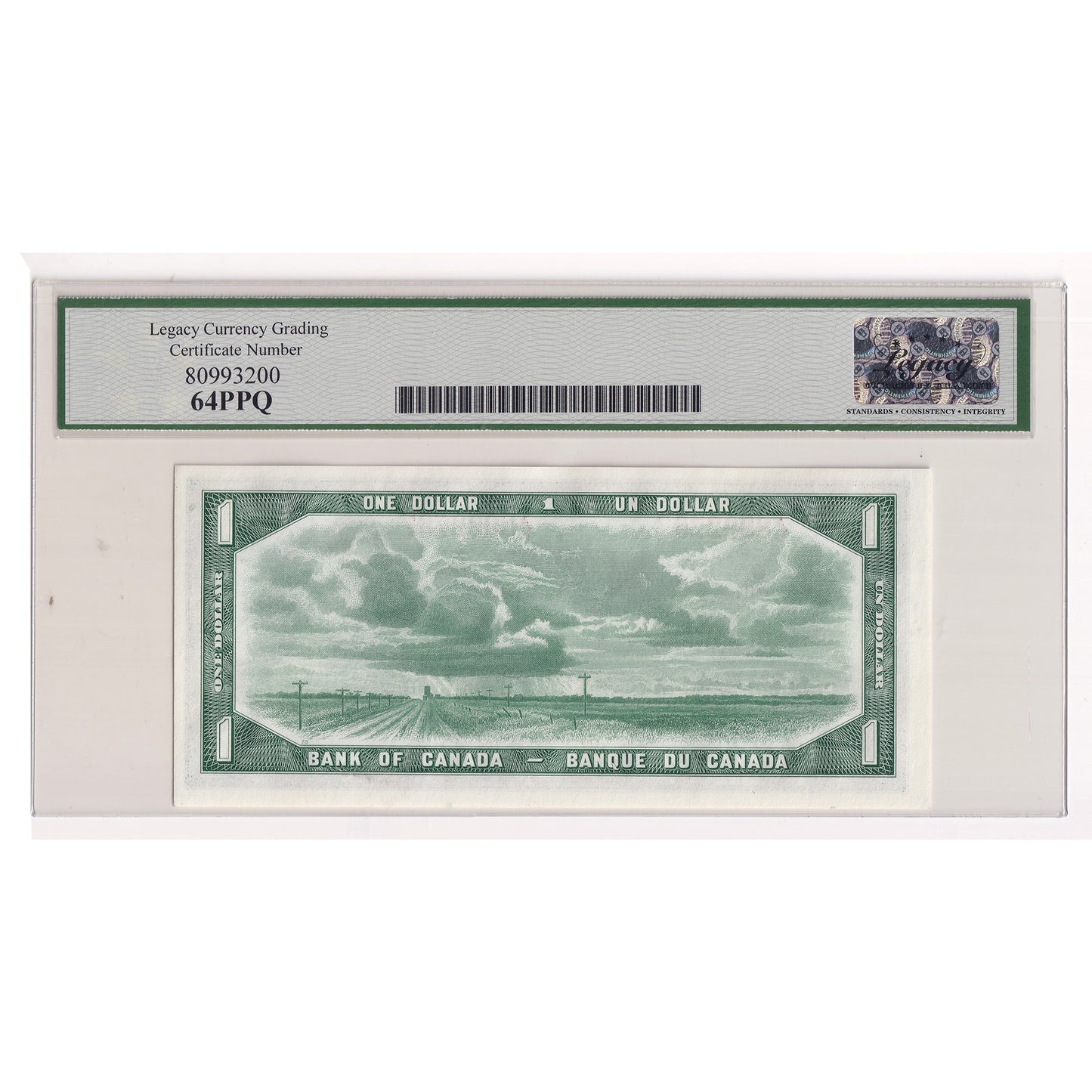 BC-37a 1954 Canada $1 Beattie-Coyne, A/N, Legacy Certified CUNC64 (DOP)