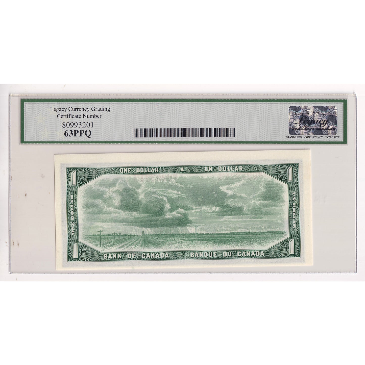 BC-37b 1954 Canada $1 Beattie-Rasminsky, M/Y, Legacy Certified CUNC63 (DOP)