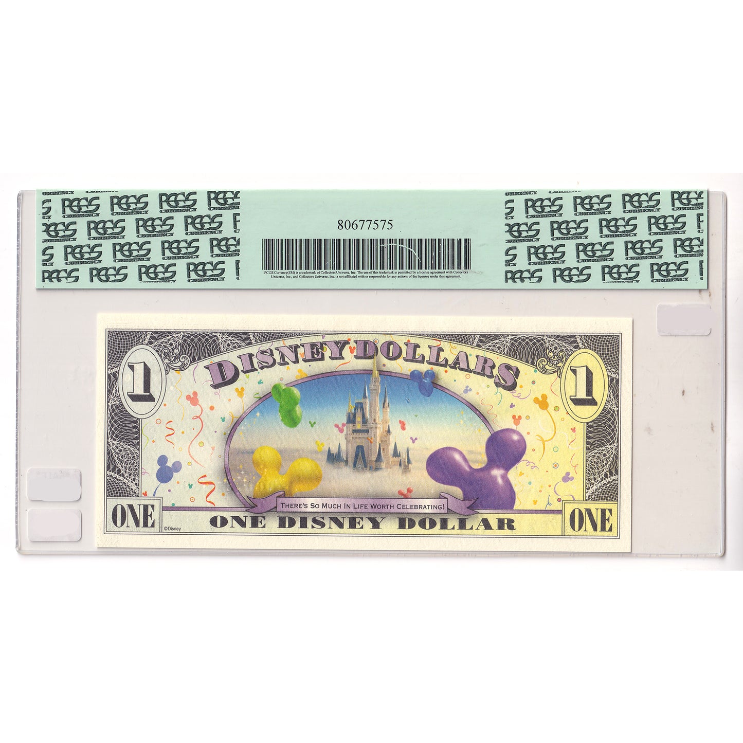 2009 USA Disney Dollar: Birthday Party Castle in the Clouds PCGS Certified GUNC65