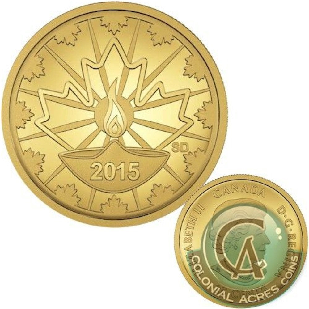 RDC 2015 Canada 25-cent Diwali: Festival of Lights Pure Gold (No Tax) - Box Dented