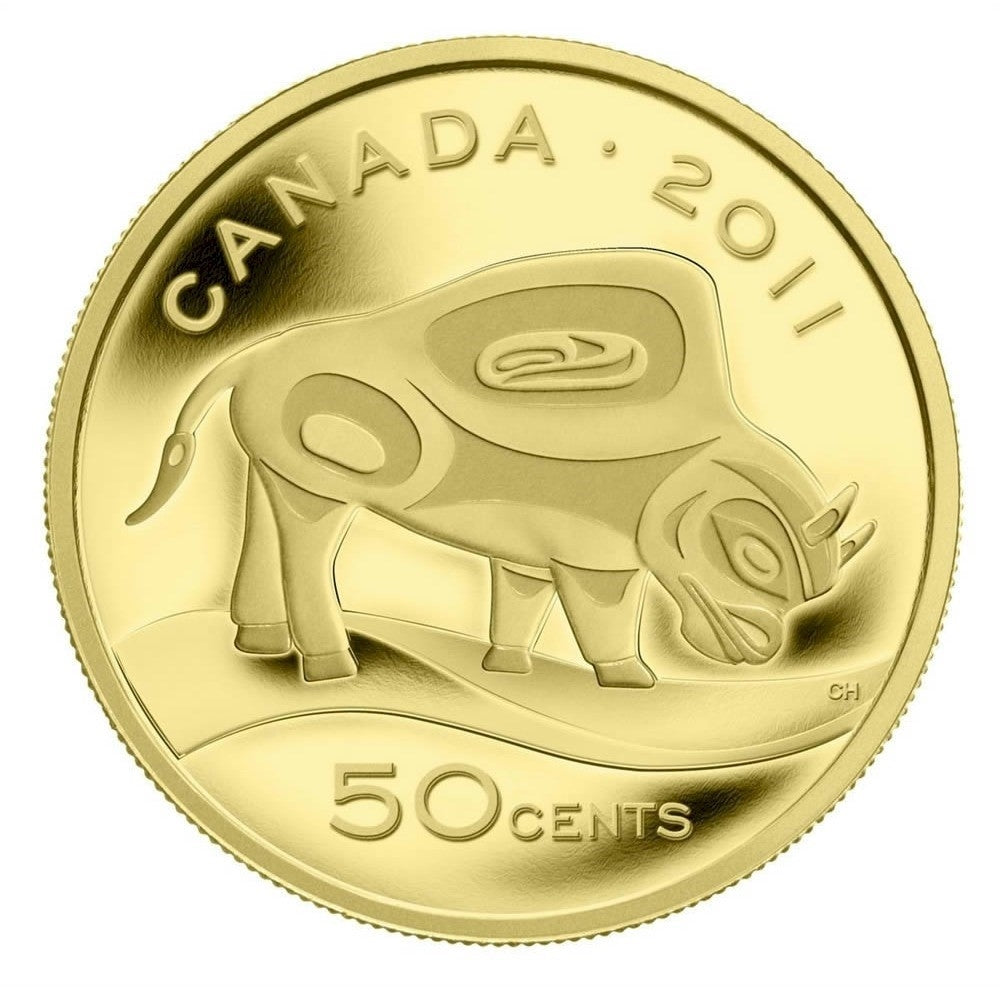 RDC 2011 Canada 50-cent Wood Bison 1/25oz. Fine Gold Coin (No Tax) Capsule Scratched