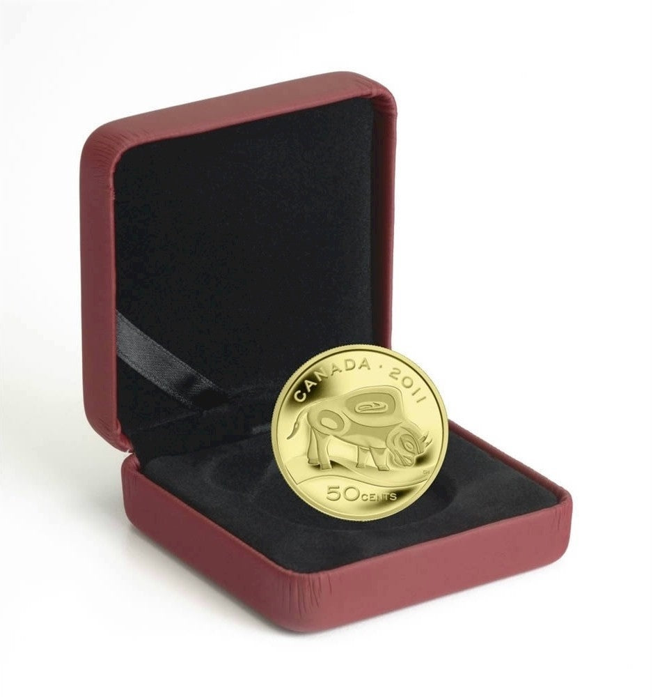 RDC 2011 Canada 50-cent Wood Bison 1/25oz. Fine Gold Coin (No Tax) Capsule Scratched