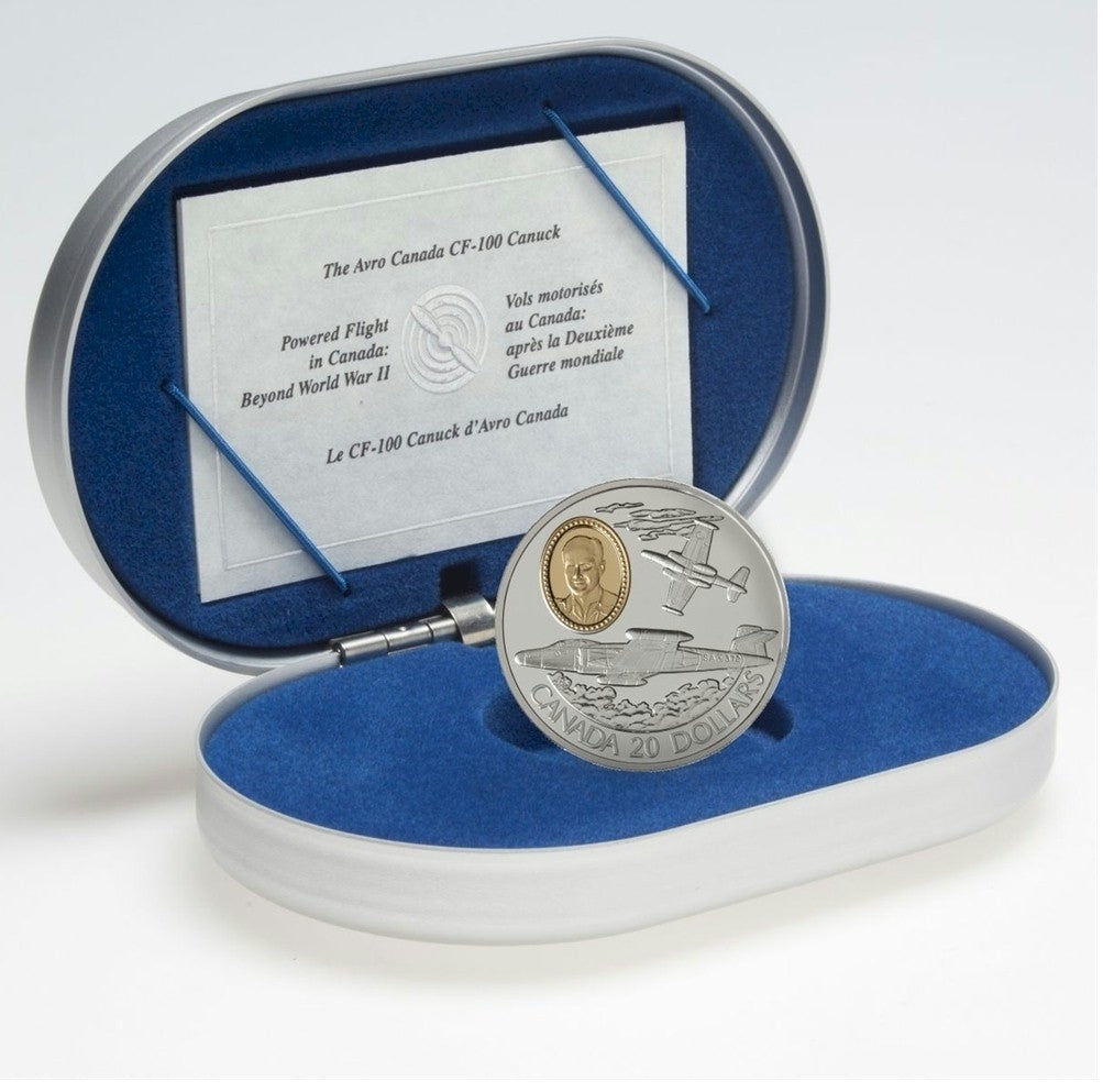 RDC 1996 Canada $20 Aviation - Avro CF-100 Canuck Sterling Silver (Impaired)