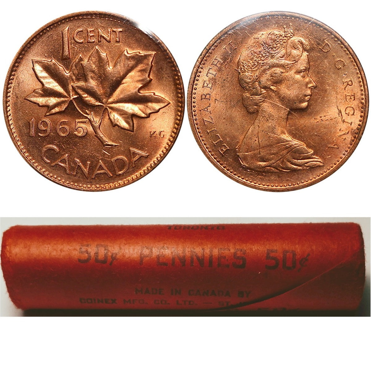 1965 Canada 1-cent Original Roll of 50pcs