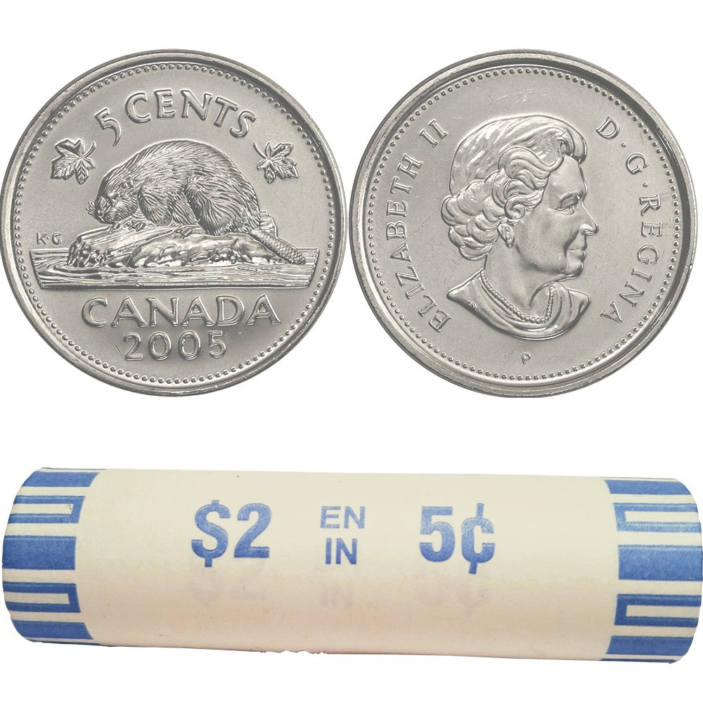 2005-P Canada Beaver 5-cent Original Roll of 40pcs
