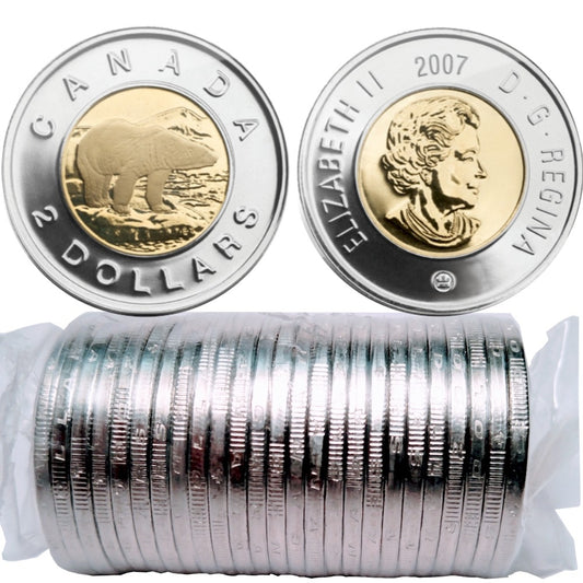 2007 Canada $2 Polar Bear Original Roll of 25pcs