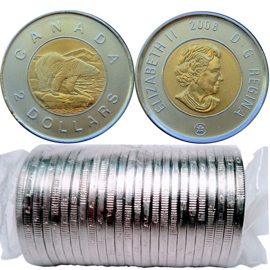2008 Canada $2 Polar Bear Original Roll of 25pcs