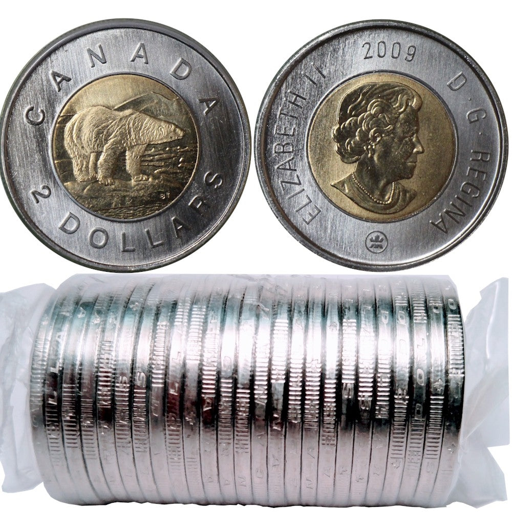 2009 Canada $2 Polar Bear Original Roll of 25pcs