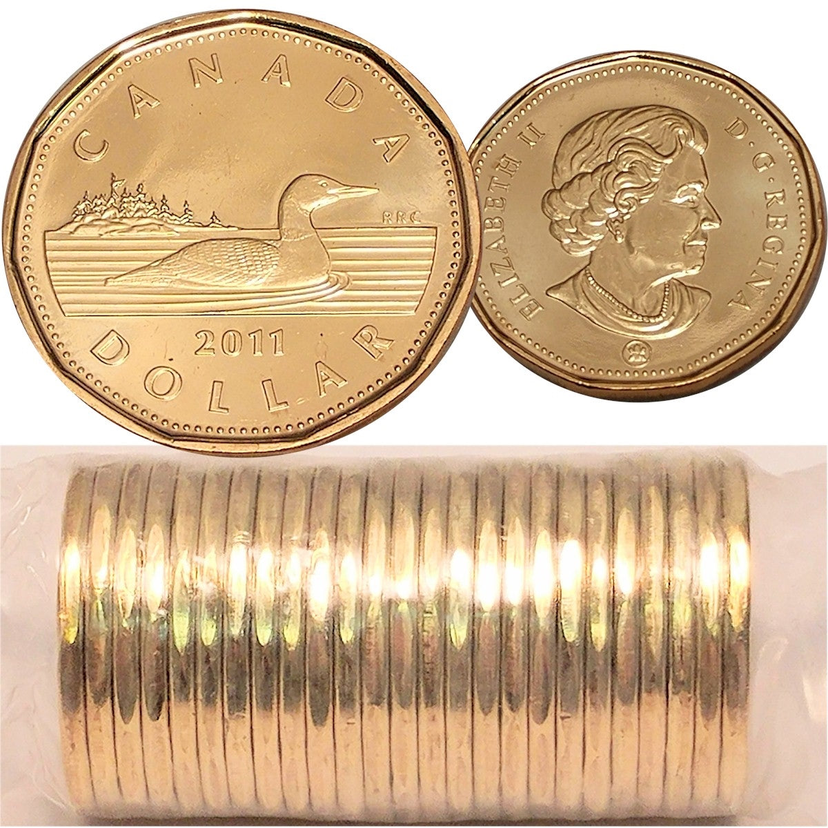 2011 Canada Regular Loon Dollar Original Roll of 25pcs