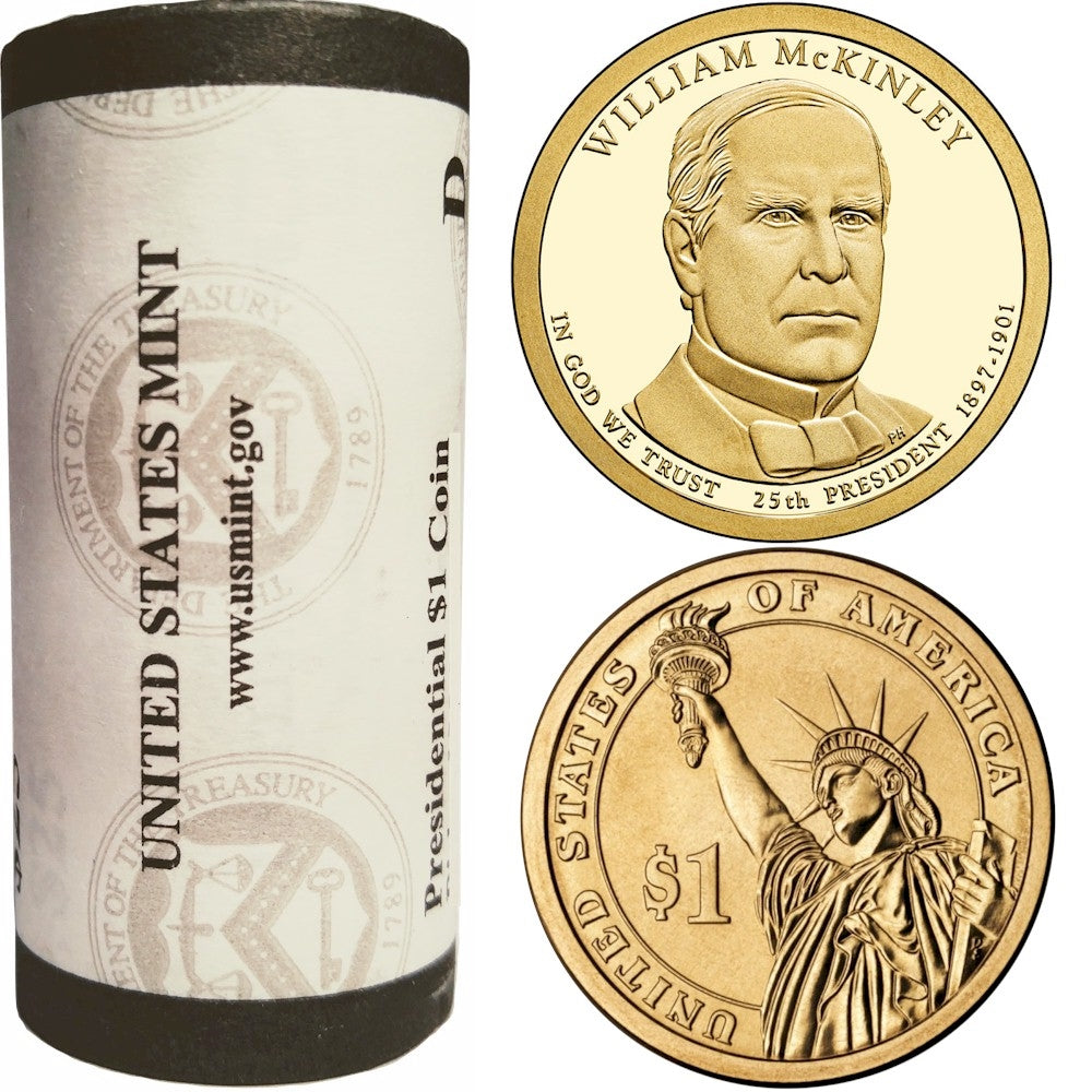 2013 US Presidential Dollar - William McKinley P - Original Roll of 25pcs