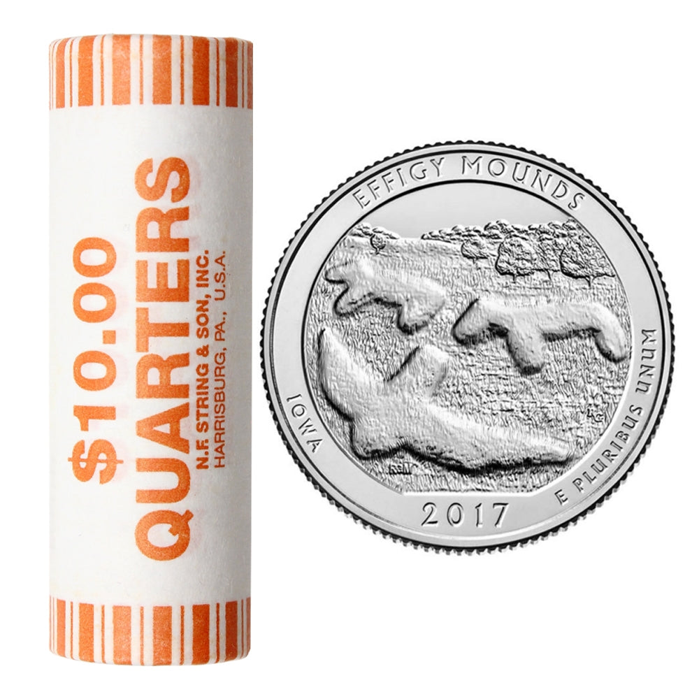 2017 US National Parks Quarters - Effigy Mounds P - Roll of 40pcs