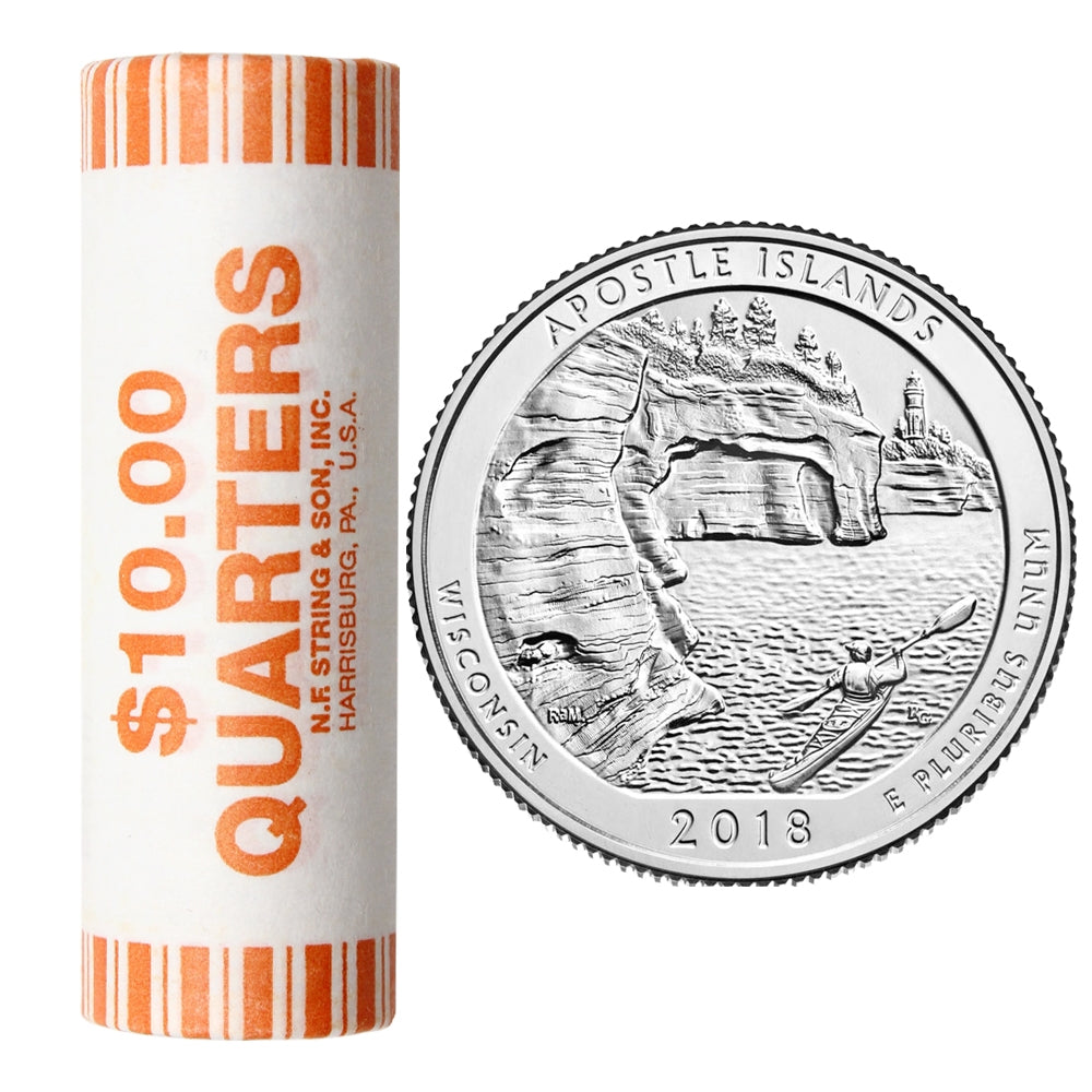 2018-P USA National Parks Quarter - Apostle Islands Original Roll of 40pcs