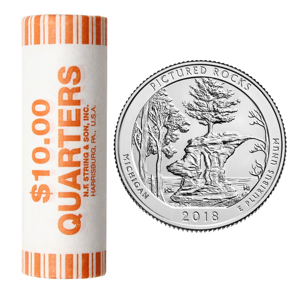 2018-P USA National Parks Quarter - Picture Rocks Original Roll of 40 pcs