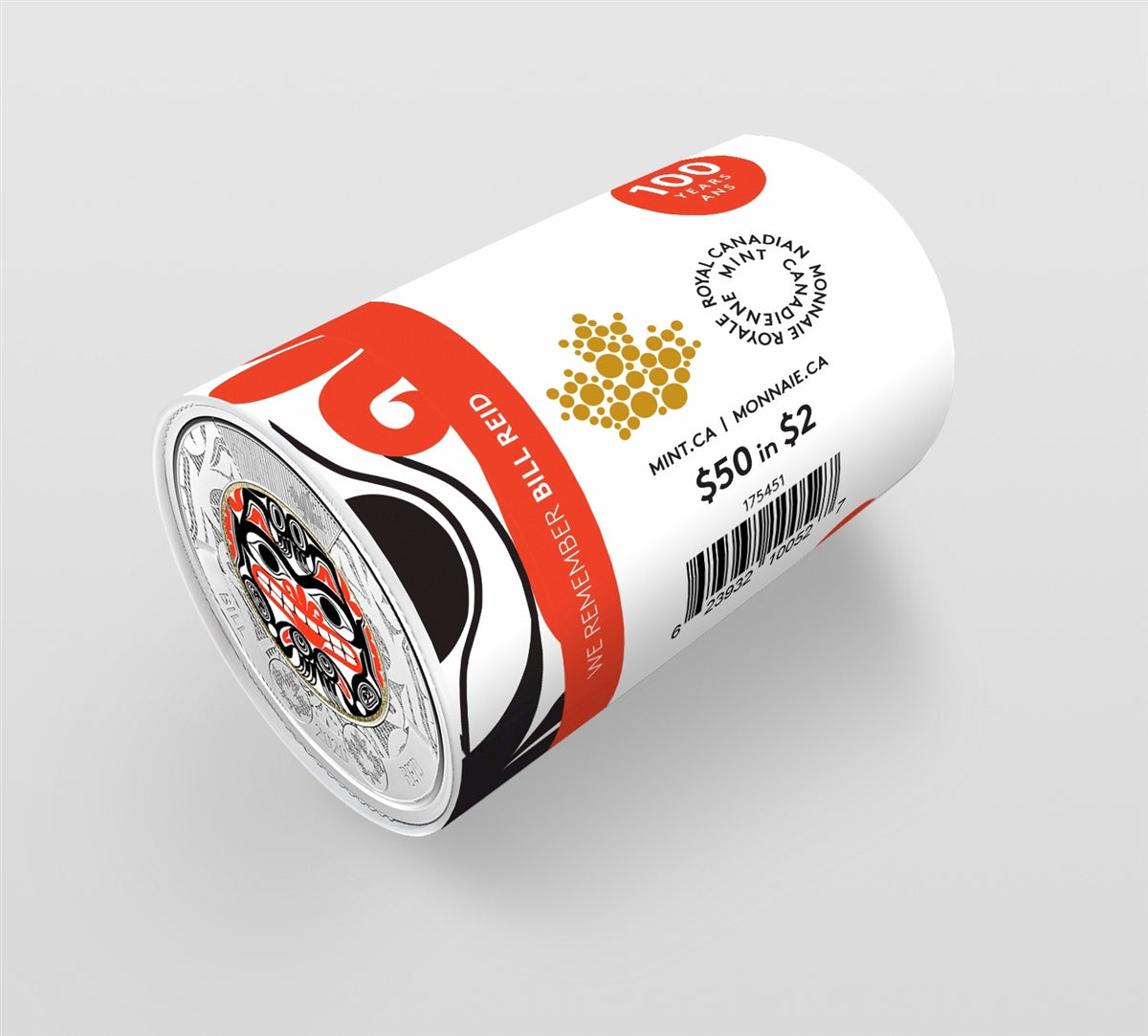 2020 Canada $2 Coloured Bill Reid Special Wrap Roll of 25pcs