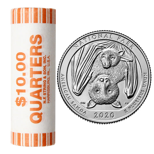 2020 P USA National Parks Quarters - America Samoa Original Roll Of 40pcs