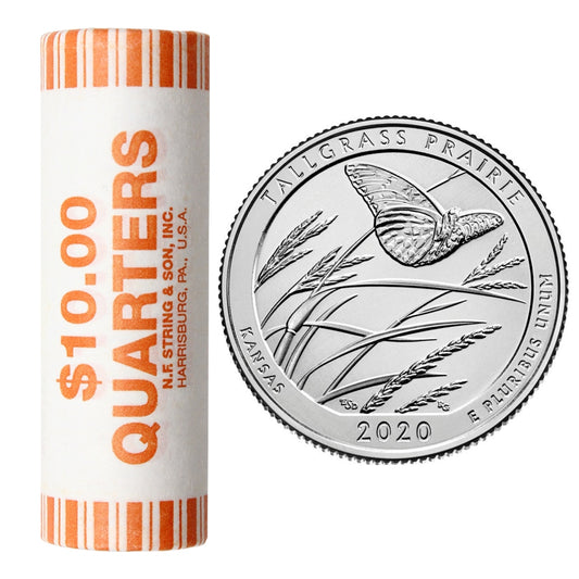 2020 P Tallgrass Prairie - Kansas USA National Parks Quarter Original Roll of 40pcs