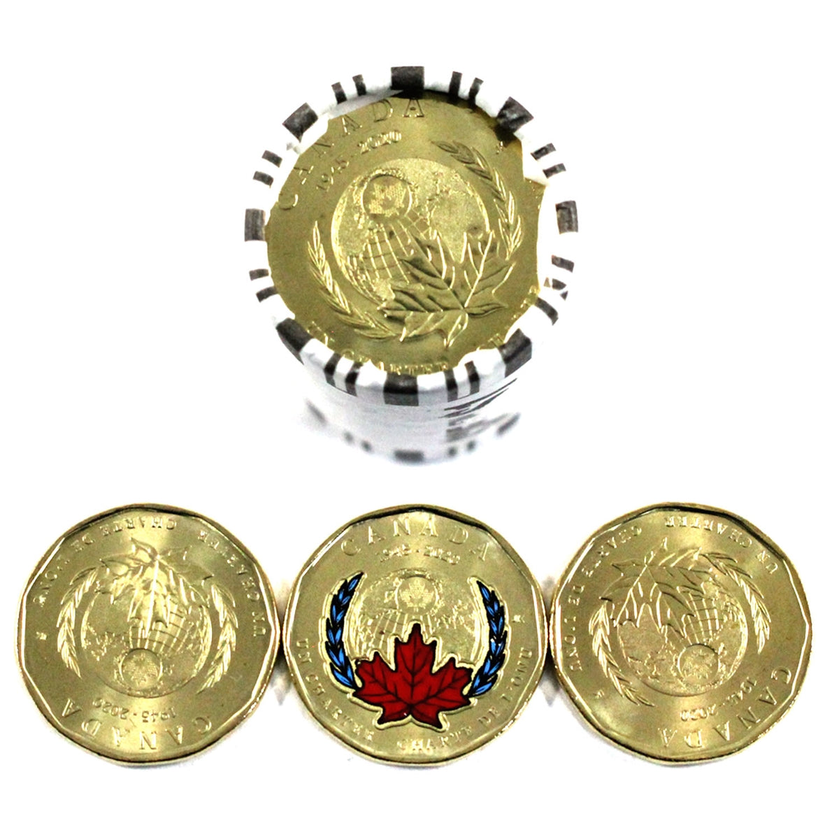 2020 Canada $1 United Nations Some Coloured Original Roll of 25pcs