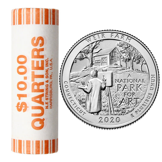 2020 P USA National Parks Quarters - Weir Farm National Park Original Roll of 40pcs