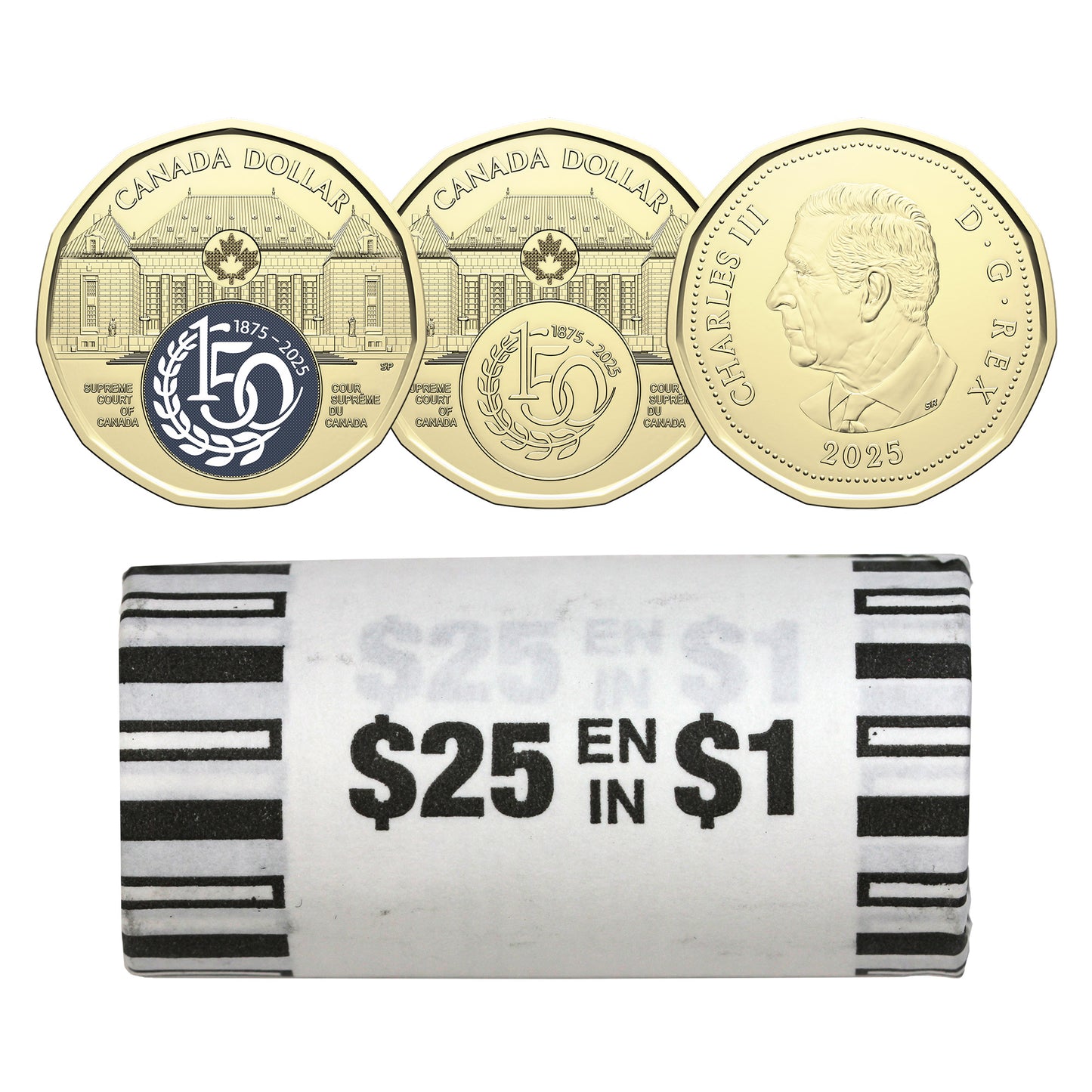 2025 Canada $1 Commemorating 150 Years of the Supreme Court of Canada Mixed Original Roll of 25pcs