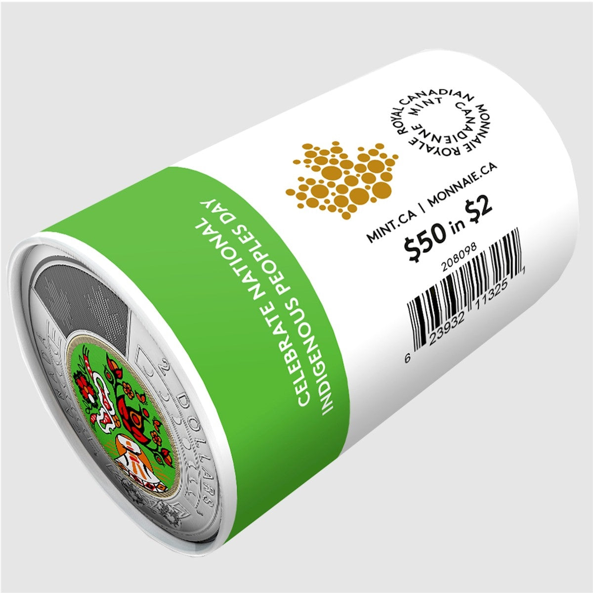 2023 Canada $2 Coloured National Indigenous Peoples Day Special Wrapped Roll of 25pcs