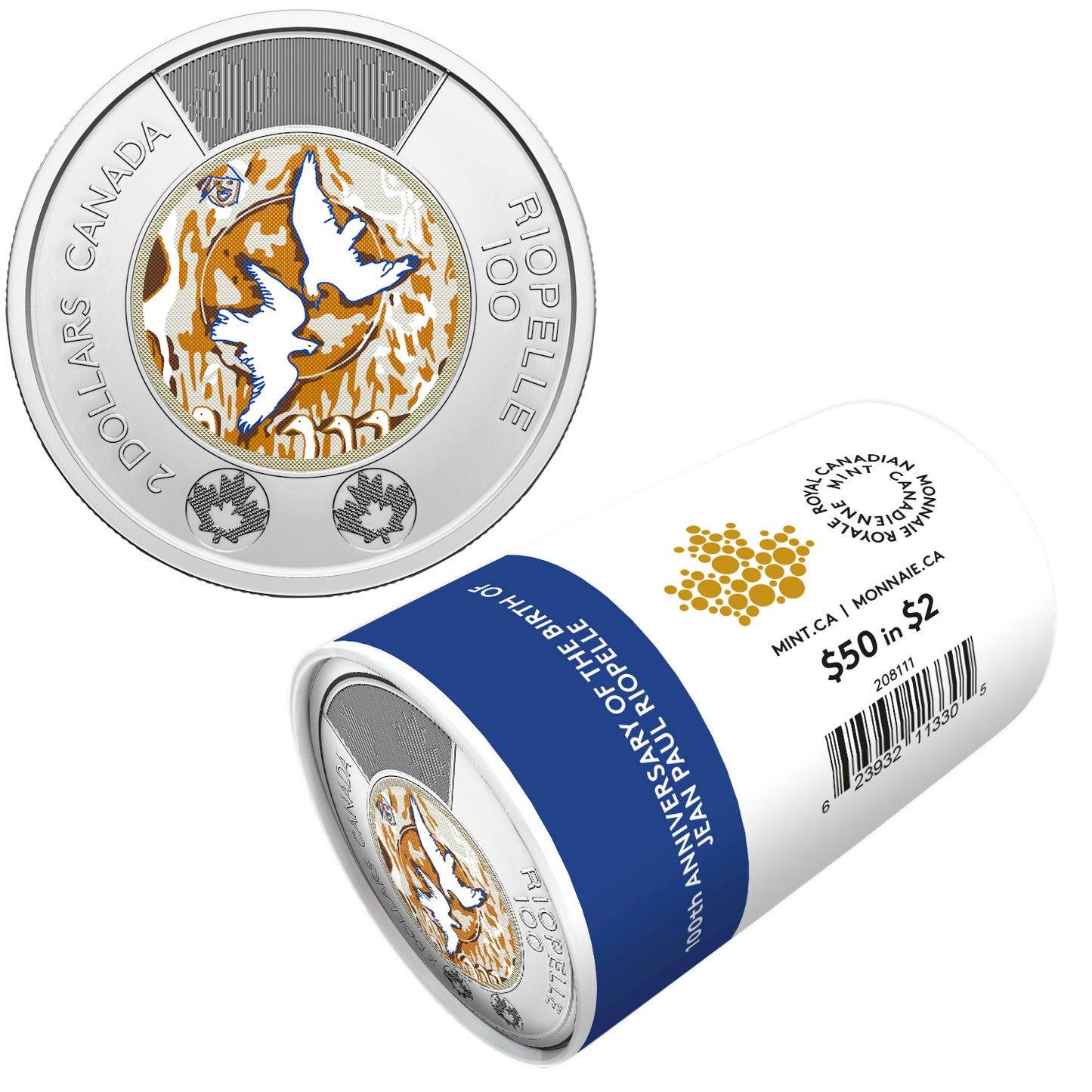 2023 Canada $2 Coloured 100th Anniversary of the Birth of Jean Paul Riopelle Special Wrap Roll