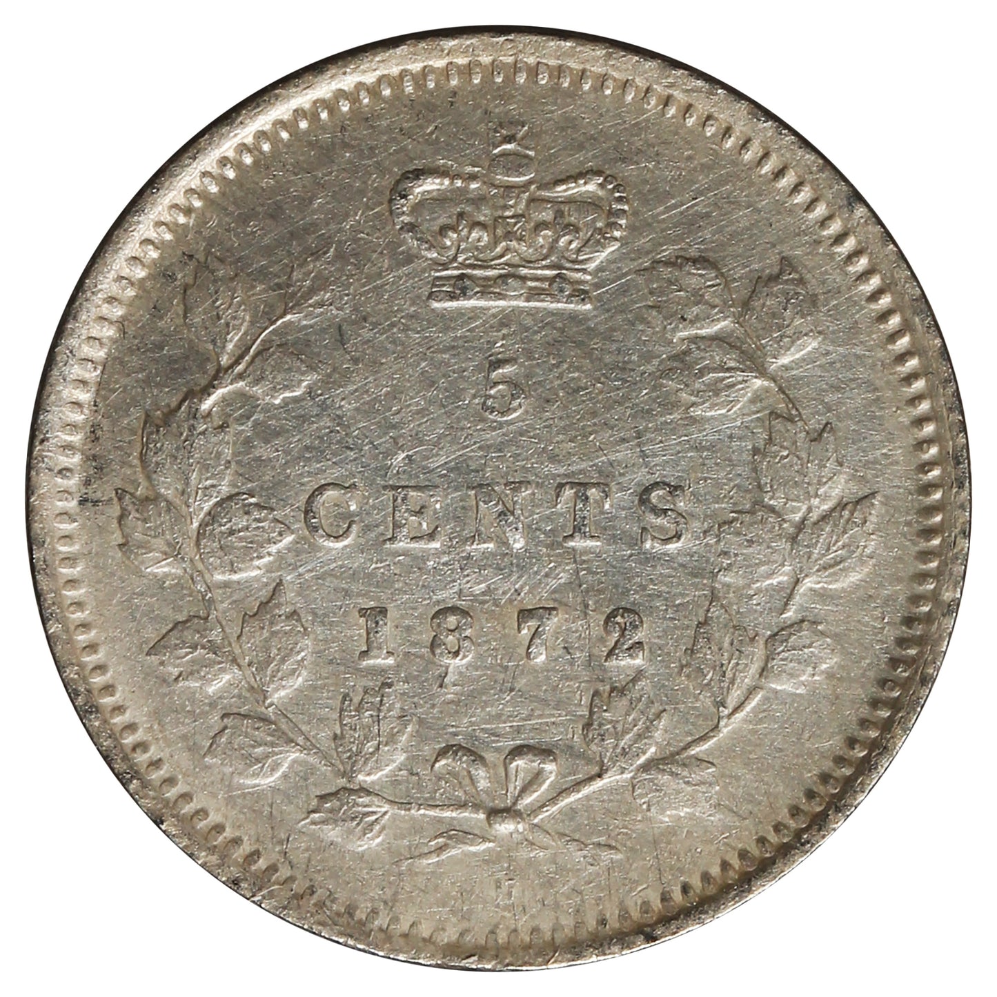 1872H Canada 5-cents Extra Fine (EF-40) Scratched