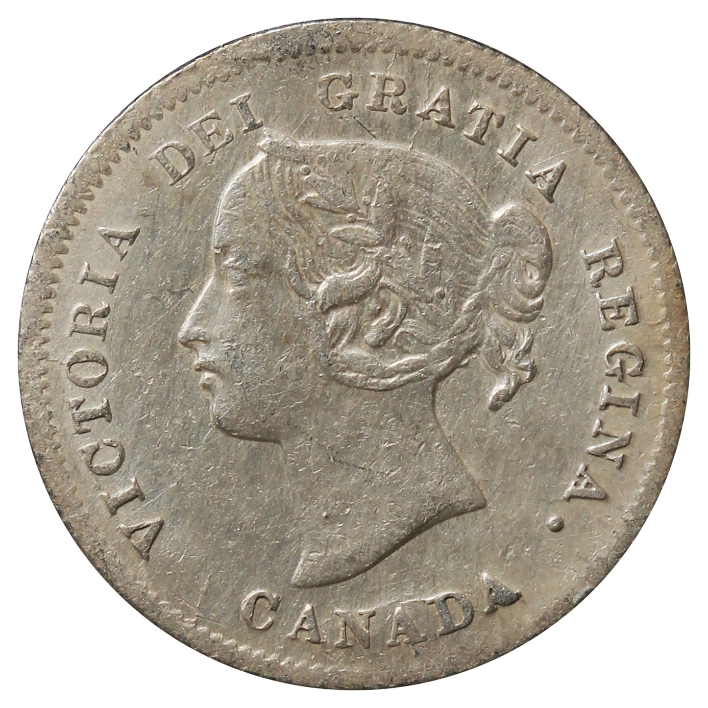 1872H Canada 5-cents Extra Fine (EF-40) Scratched