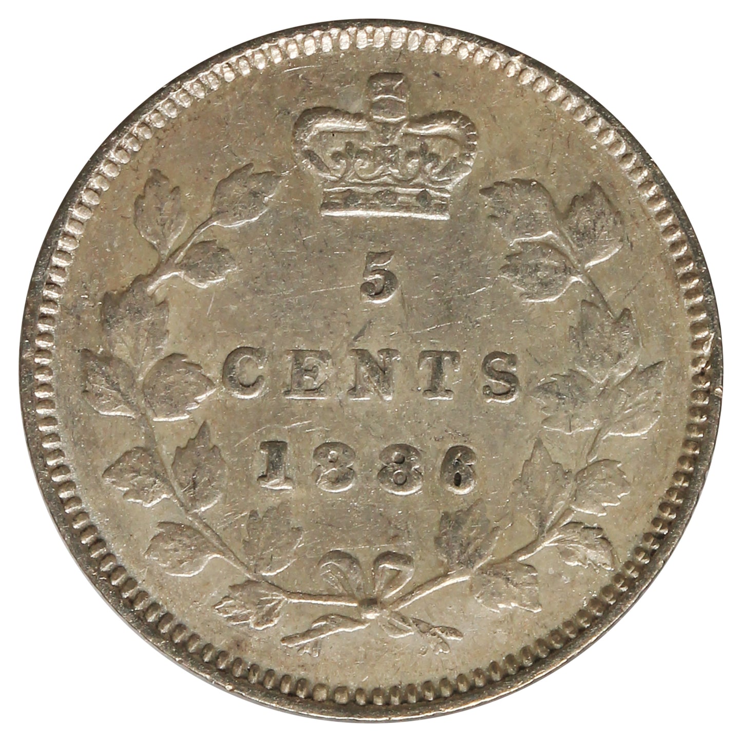 1886 Small 6 Canada 5-cents Extra Fine (EF-40) Scratched
