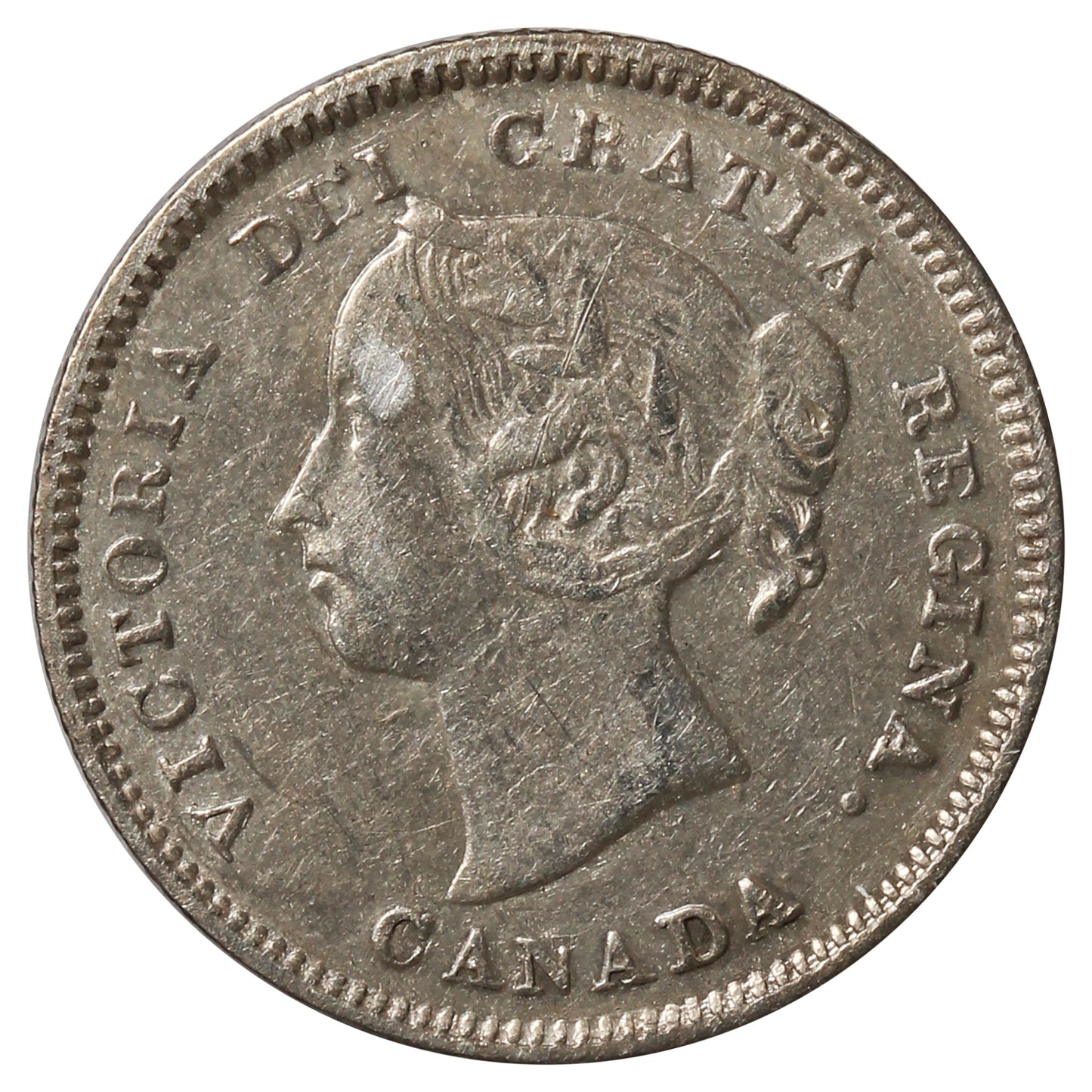 1886 Small 6 Canada 5-cents Extra Fine (EF-40) Scratched