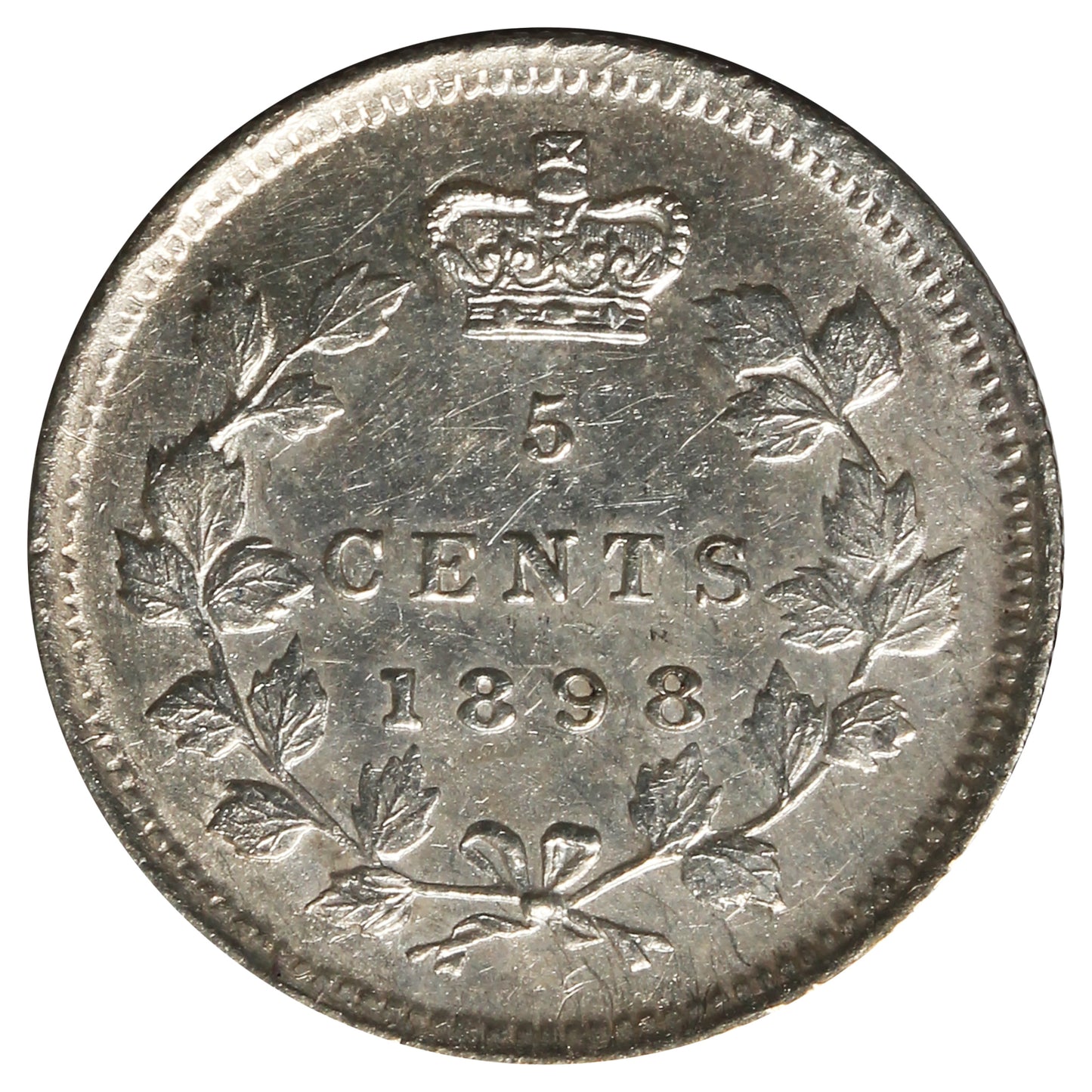 1898 Canada 5-cents Almost Uncirculated (AU-50) Scratched