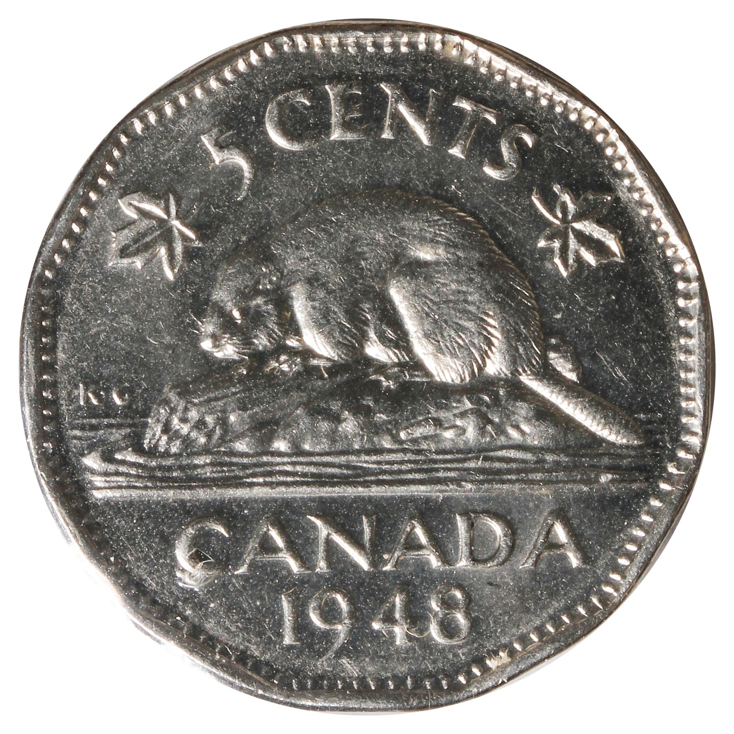 1948 Canada 5-cents UNC+ (MS62) Scratched