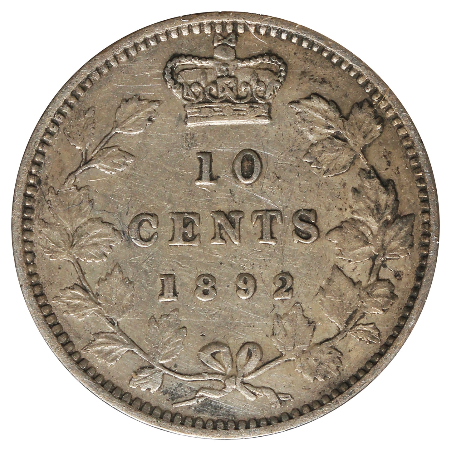 1892 Obv. 5 Canada 10-cents Extra Fine (EF-40) Marks