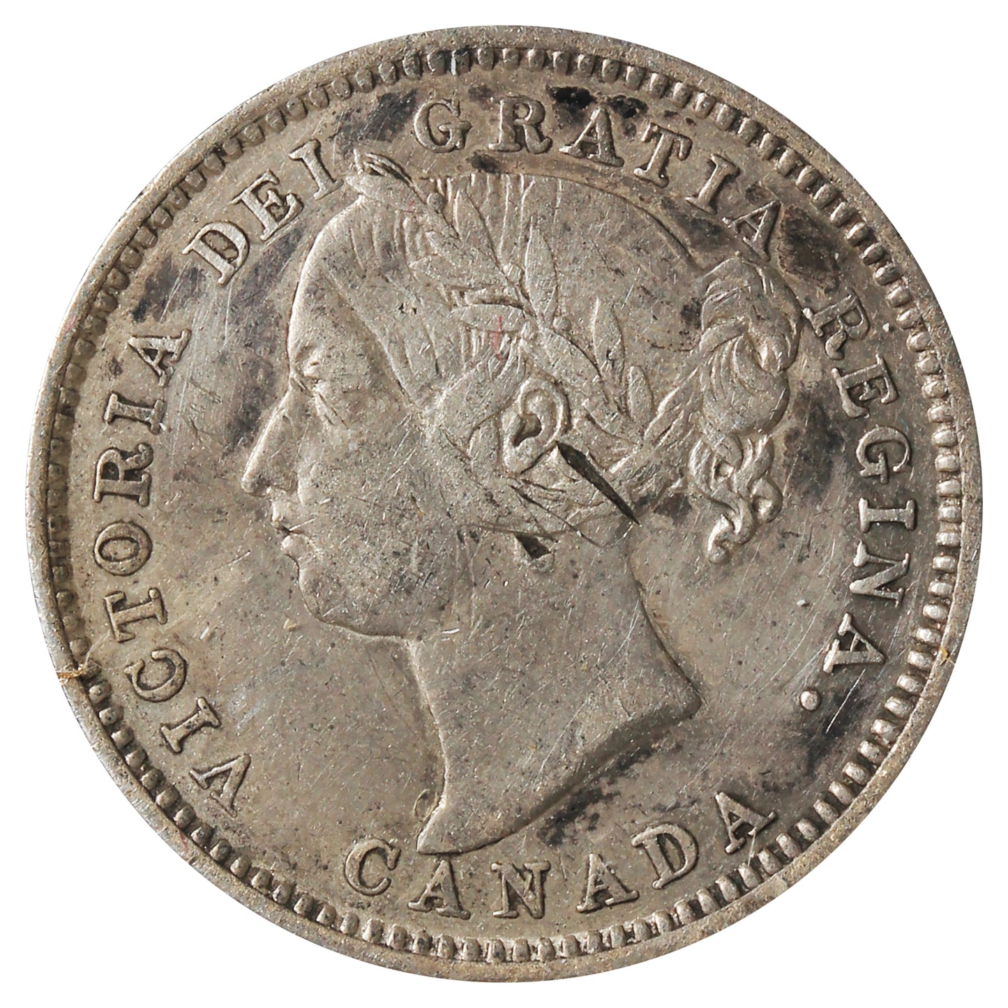 1892 Obv. 5 Canada 10-cents Extra Fine (EF-40) Marks
