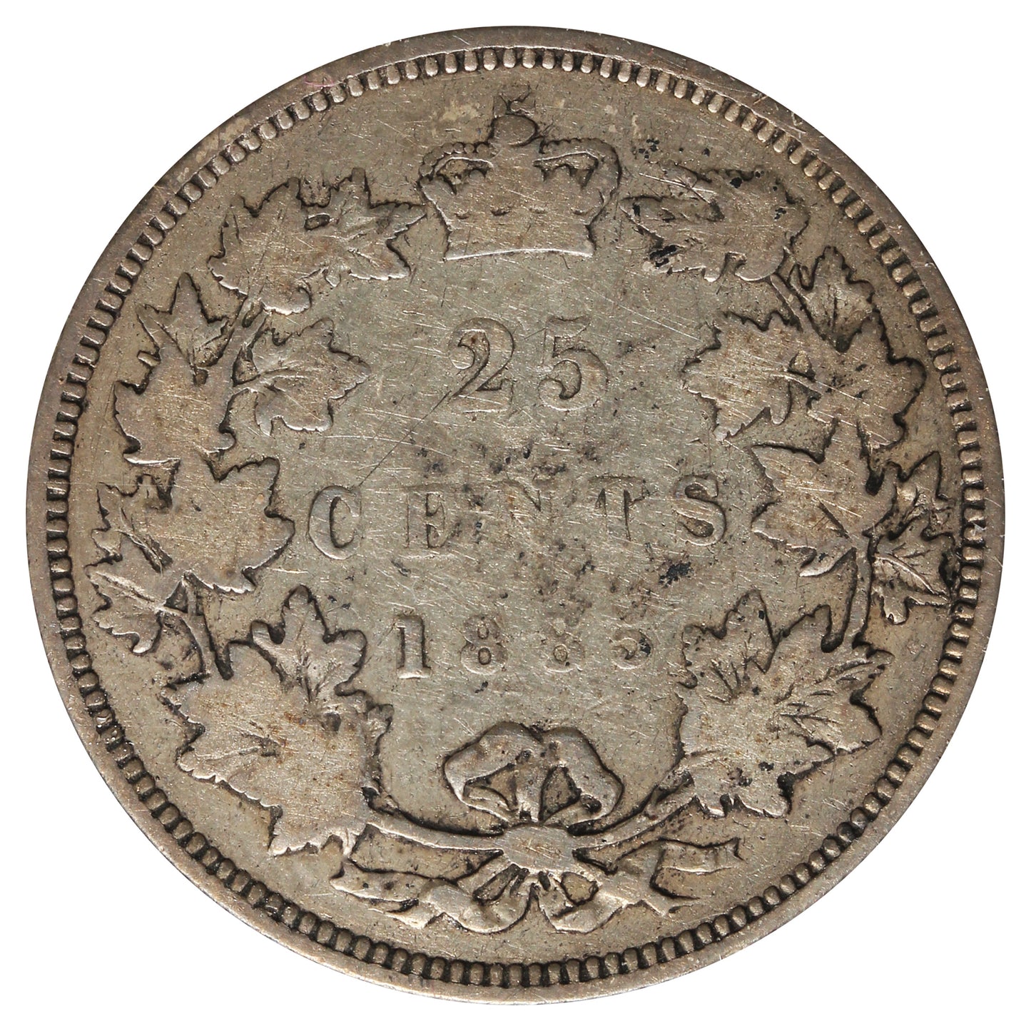 1885 Straight Top 5 Canada 25-cents Very Good (VG-8) Impaired