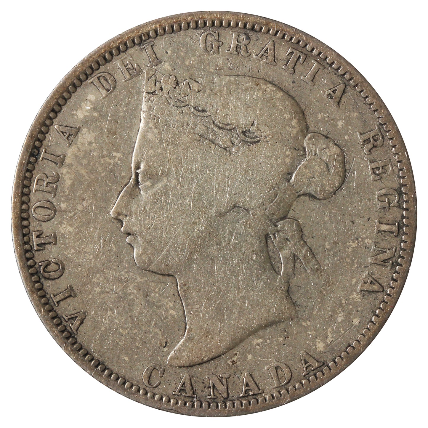 1885 Straight Top 5 Canada 25-cents Very Good (VG-8) Impaired