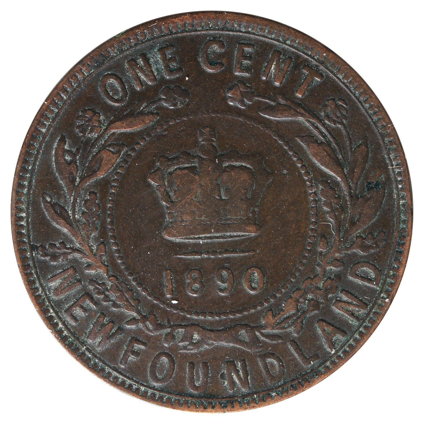 1890 Newfoundland 1-cent F-VF (F-15) Impaired
