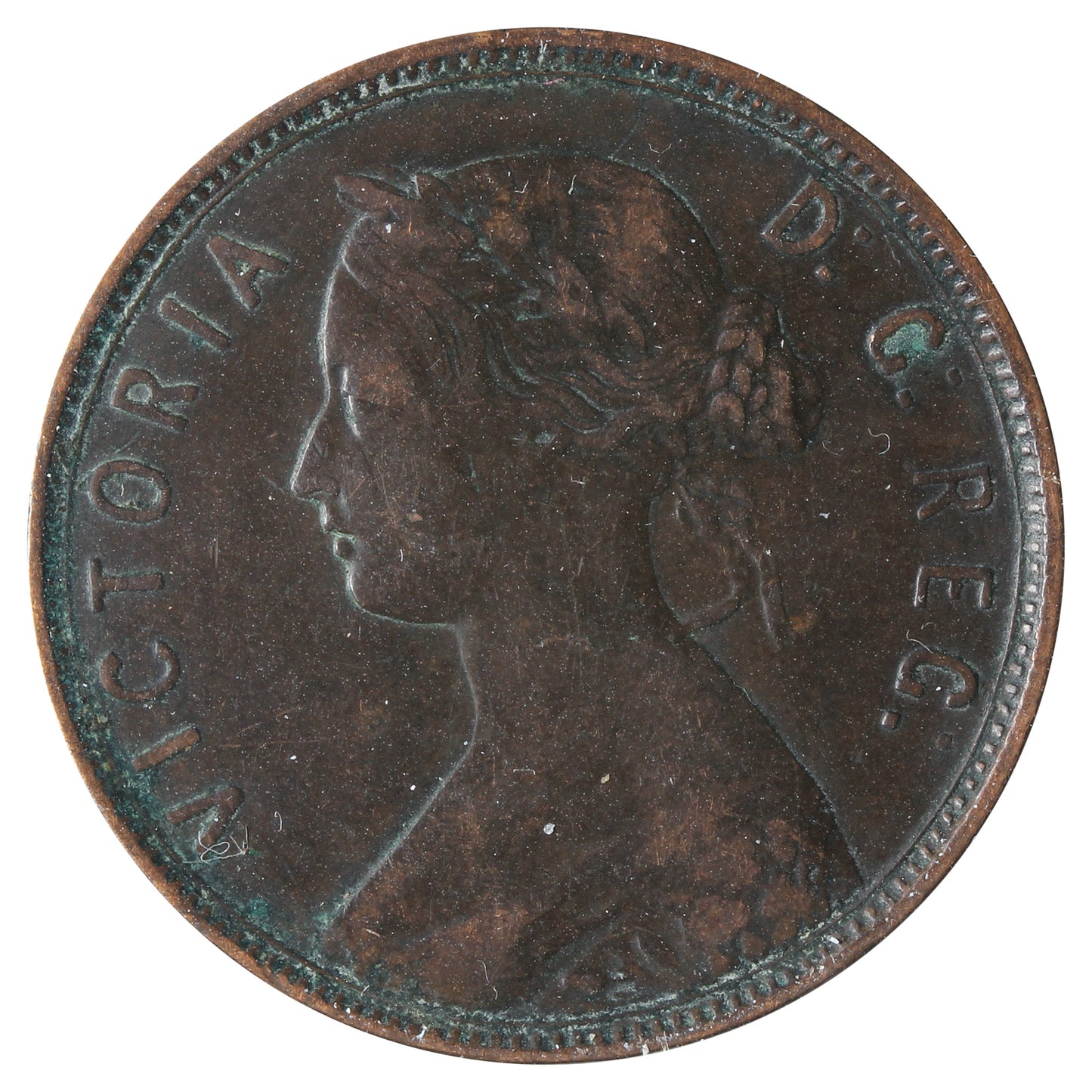 1890 Newfoundland 1-cent F-VF (F-15) Impaired