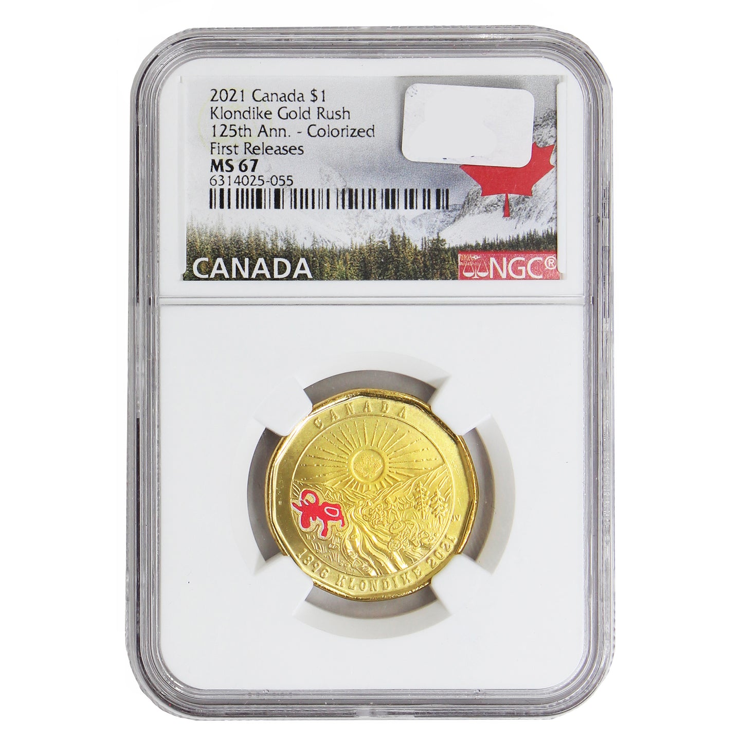 2021 Coloured Klondike Gold Rush Canada Dollar NGC Certified MS67 First Releases