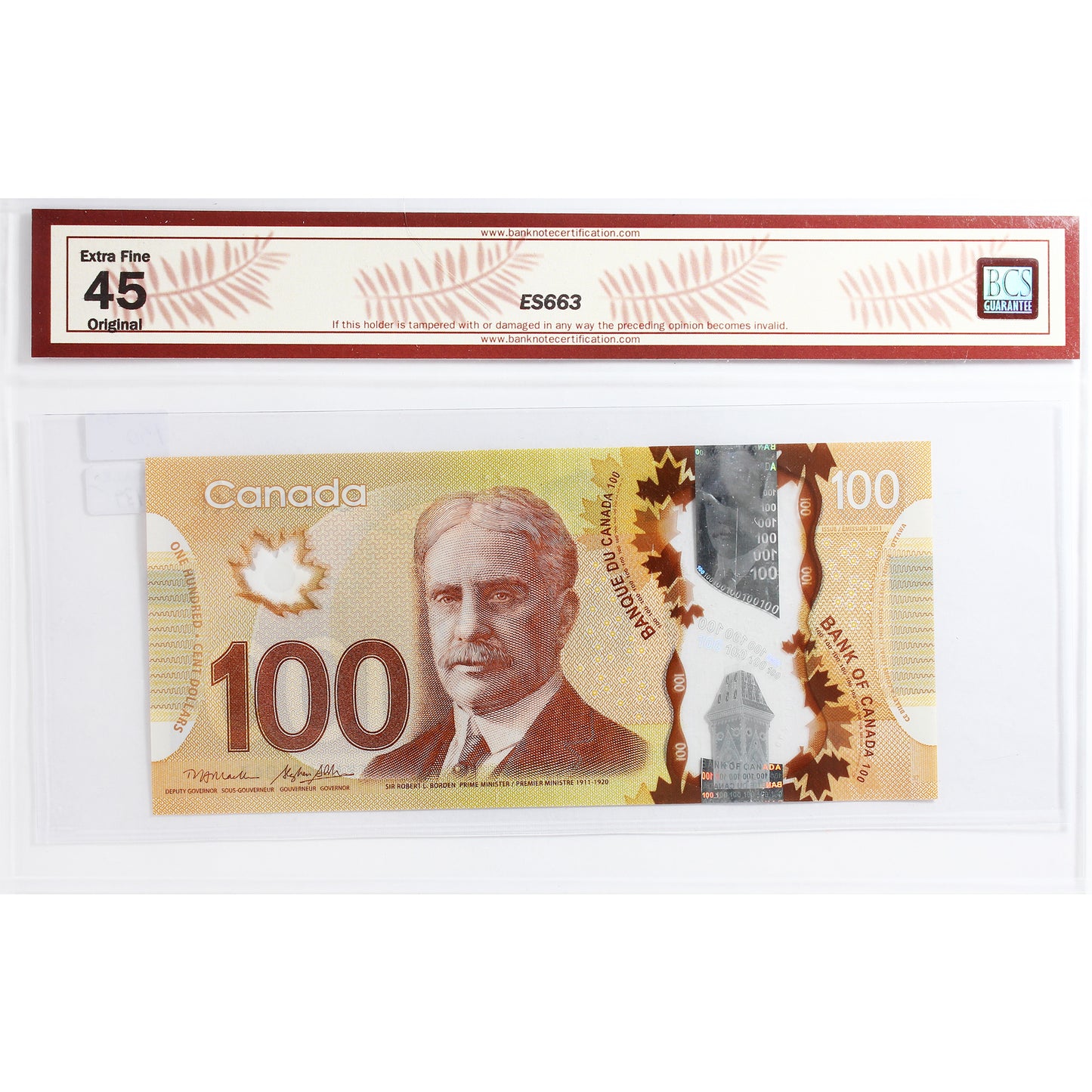 BC-73b-N1-iii 2011 Canada $100 M-P, 4 Digit RADAR FKN3405043, BCS Cert. EF45 Original