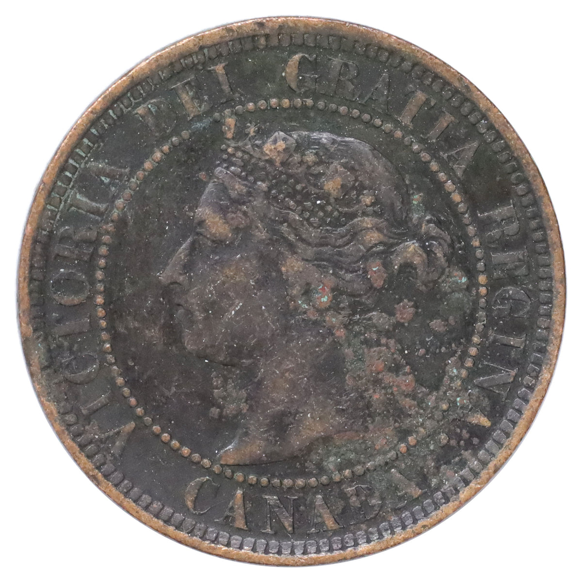 1891 LDLL Obv. 2 Canada 1-cent F-VF (F15) Scratched, marks, or impaired