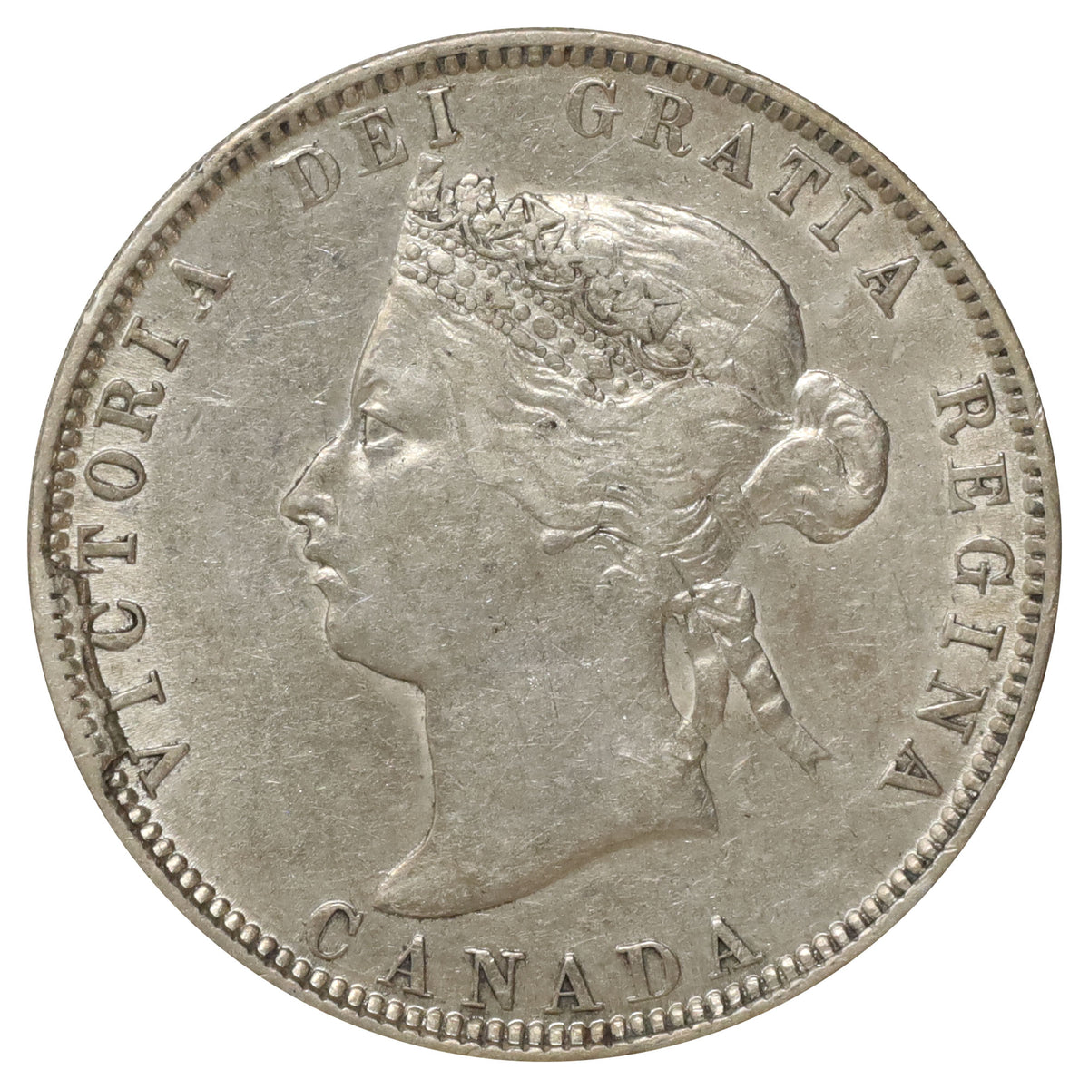 ERROR 1872H Canada 25-cents EF-AU (EF45) Broken Die on Obverse