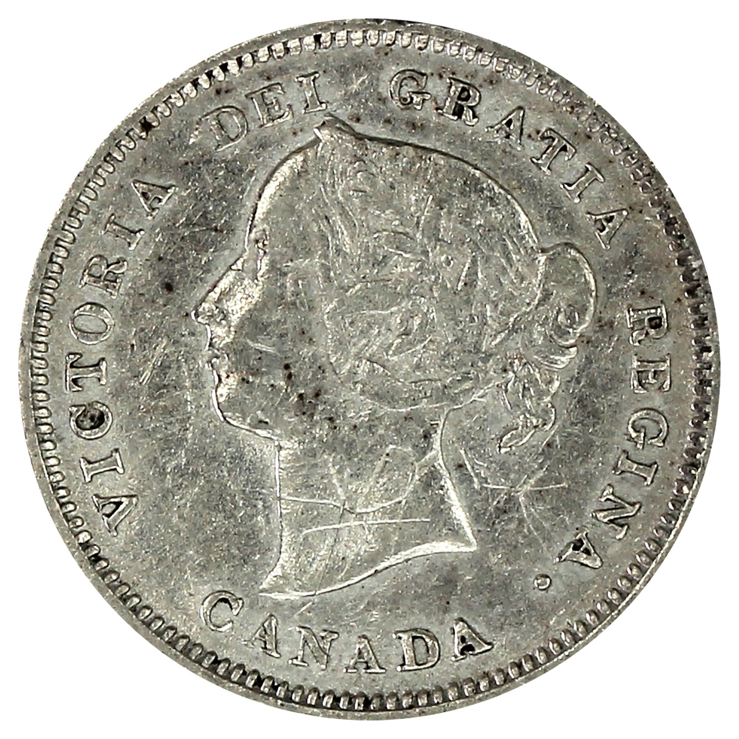 1885 Small 5 Canada 5-cents Very Fine (VF20) Scratched, marks, or impaired