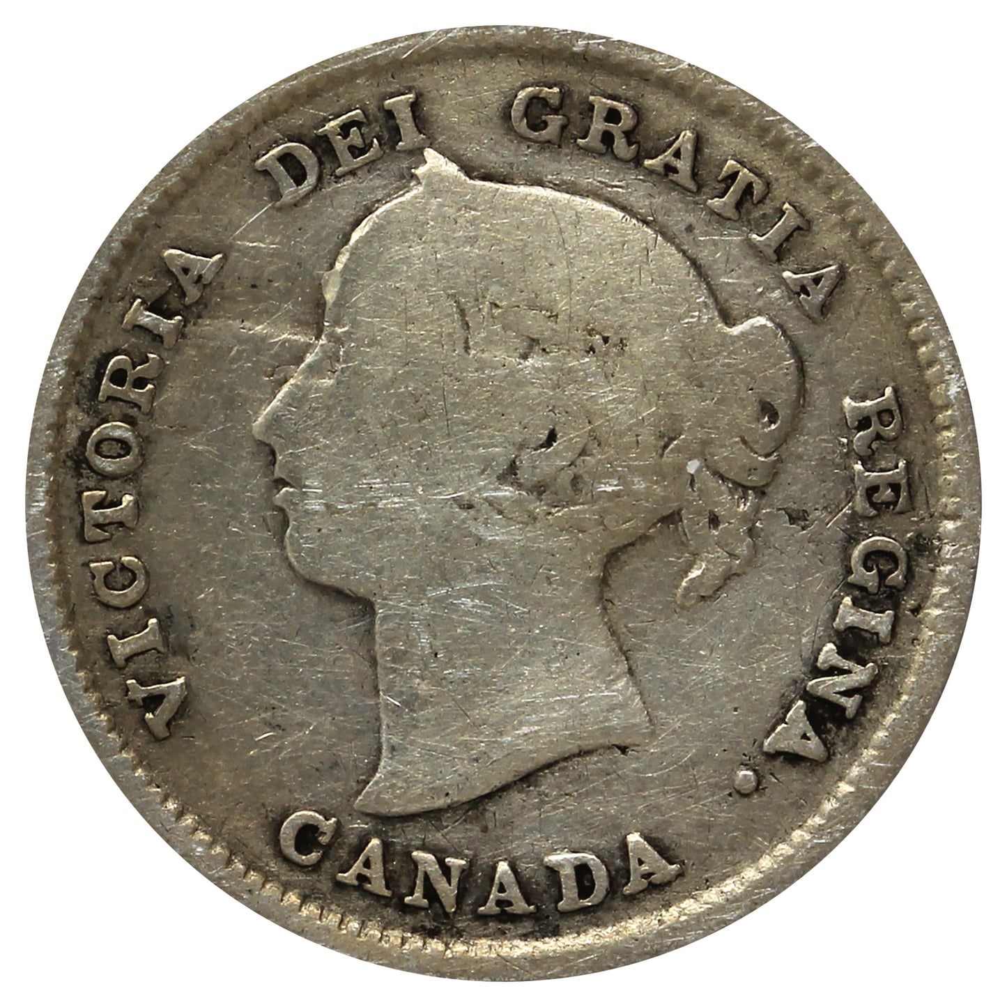 1891 Obv. 5 Canada 5-cents G-VG (G6) Scratched, marks, or impaired
