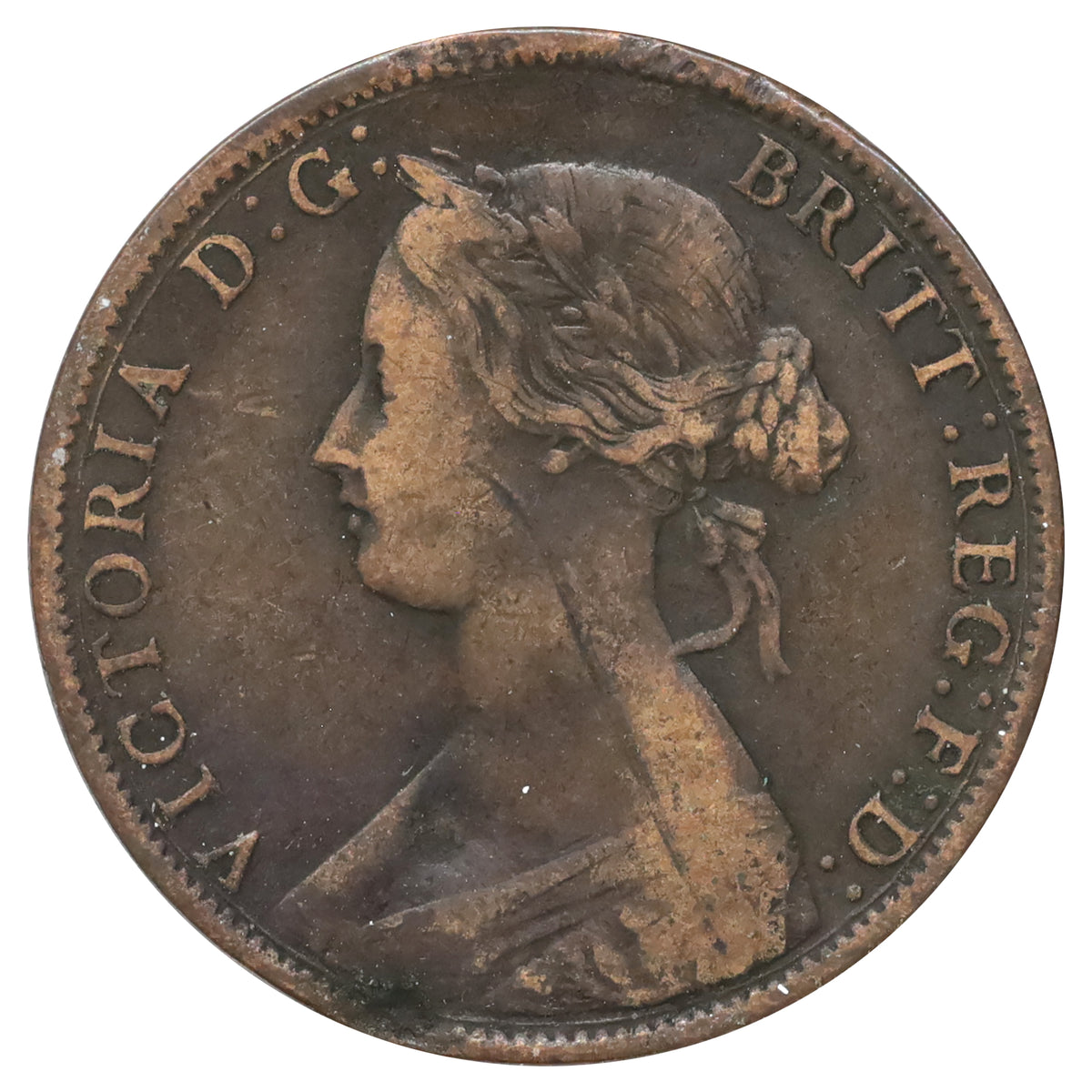 1861 Nova Scotia Large Bud 1-cent F-VF (F15) Scratched, marks, or impaired