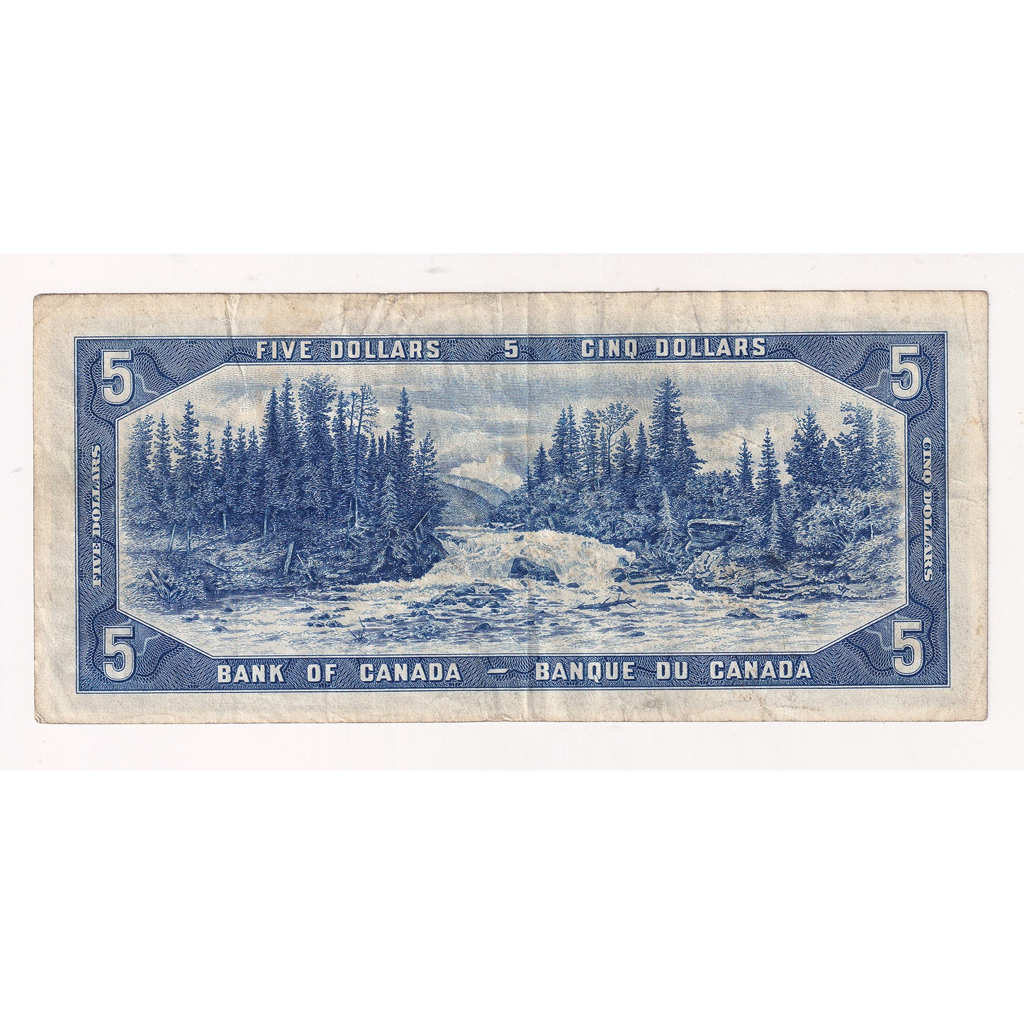 1954 Canada $5 Note, Various Signature Combos, Very Fine (VF20) Tears, holes, or damaged
