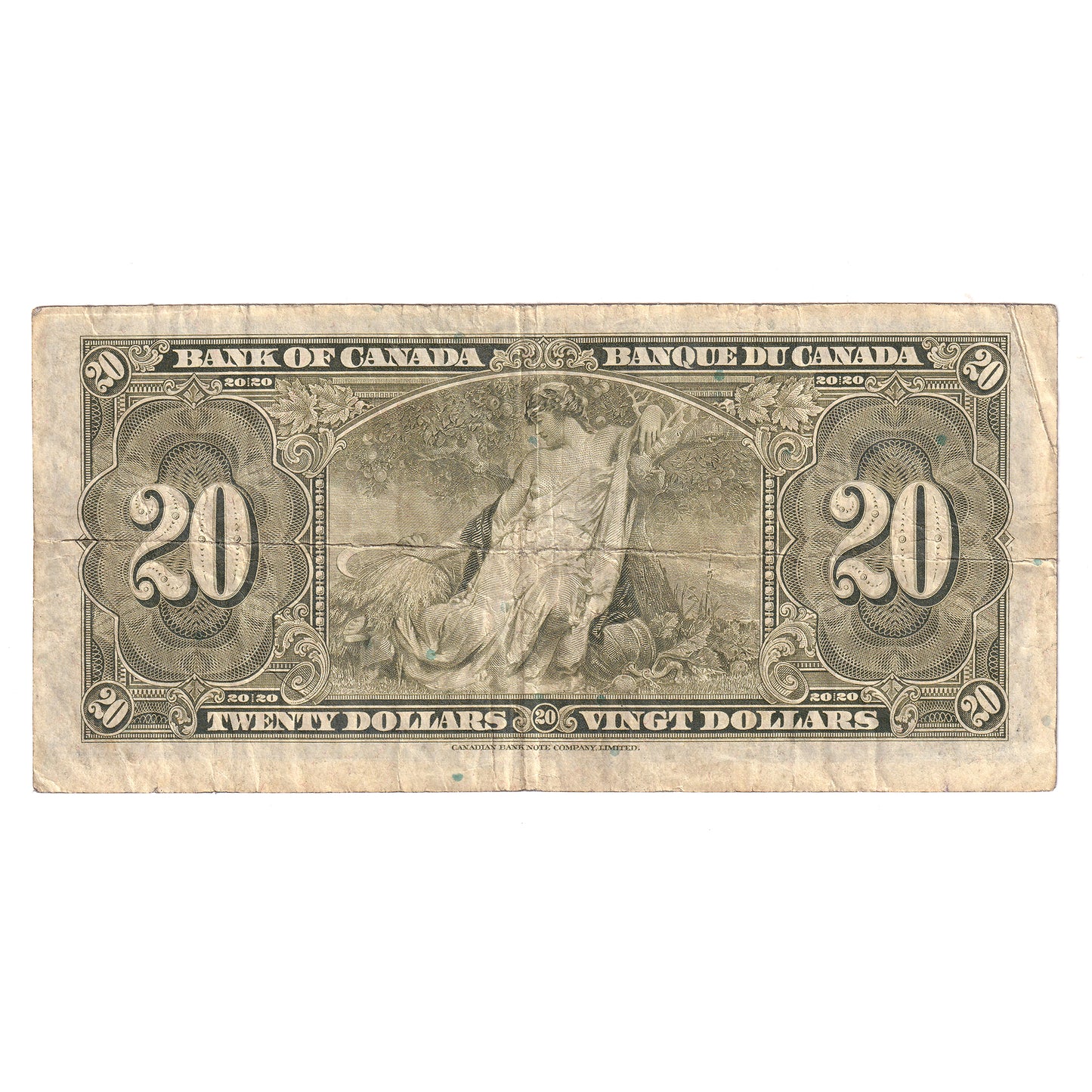BC-25b 1937 Canada $20 Gordon-Towers, Random Prefix, F-VF (F15) Tears, holes, or damaged