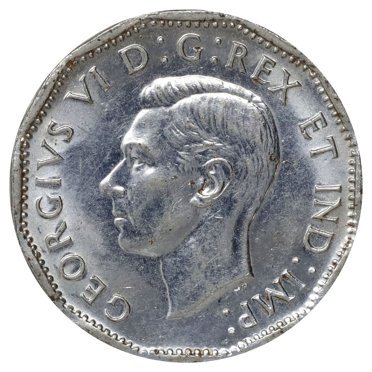1944 No Chrome Canada 5-cents AU-UNC (AU55) Scratched, marks, or impaired